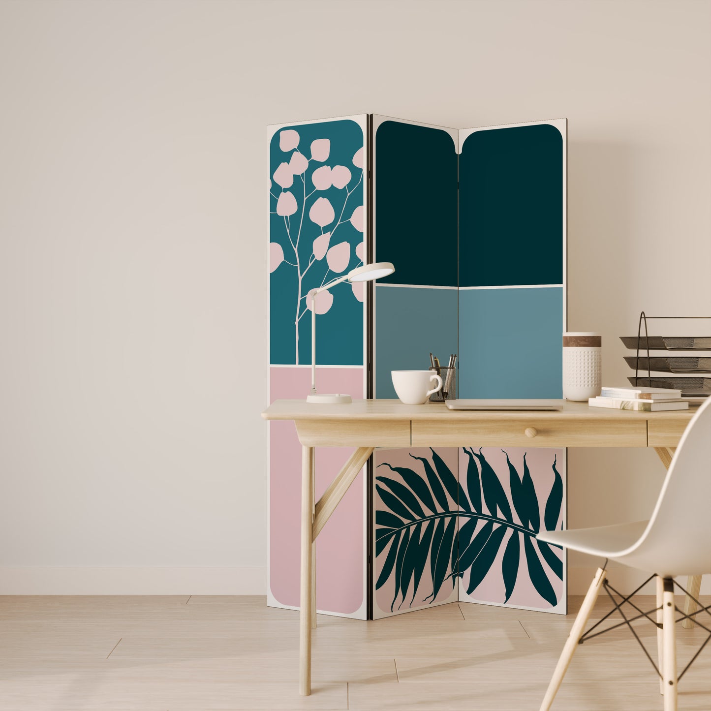 COMBINAZIONE DI FORME Divisorio decorativo a 3 pannelli
