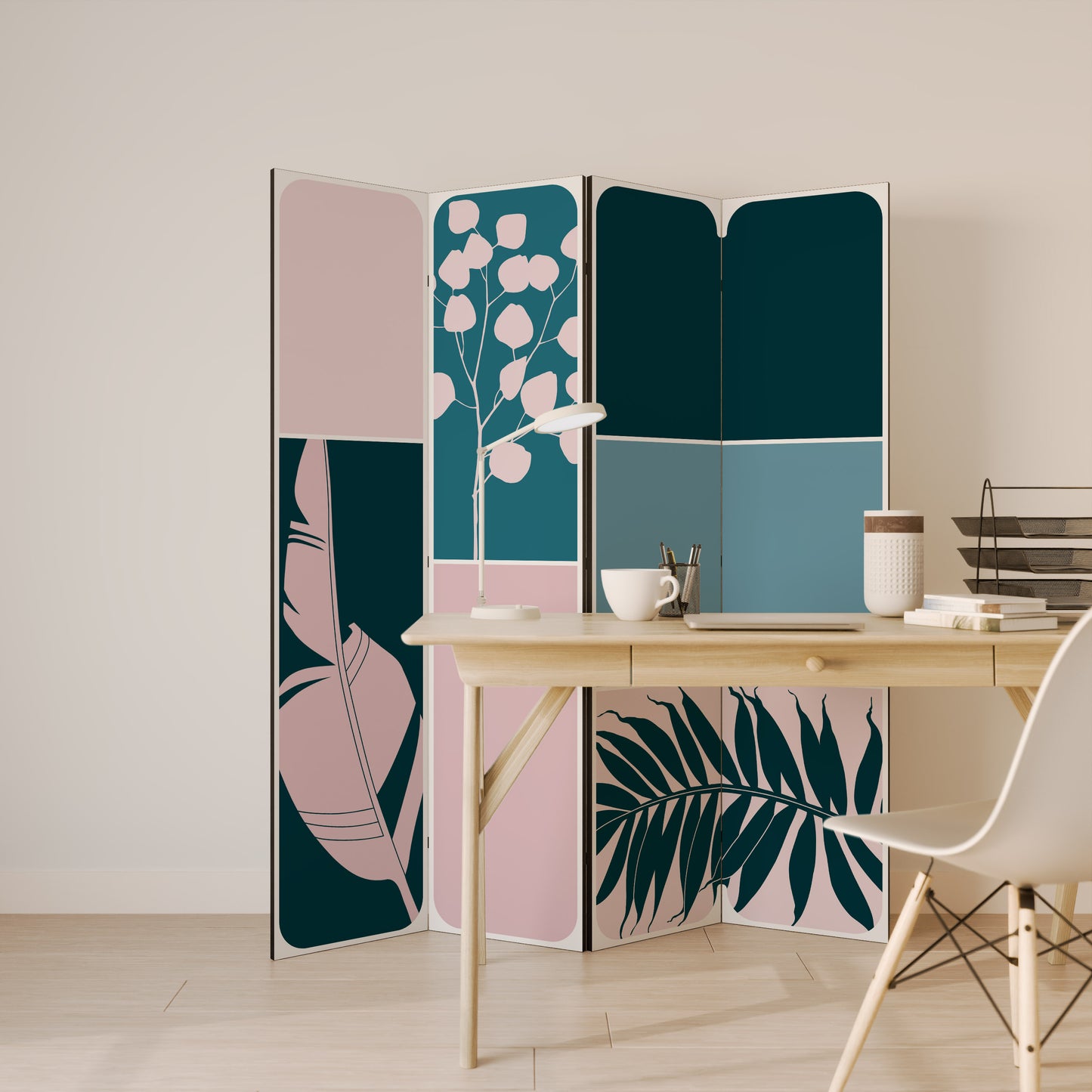 COMBINAZIONE DI FORME Divisorio decorativo per ambienti a 4 pannelli