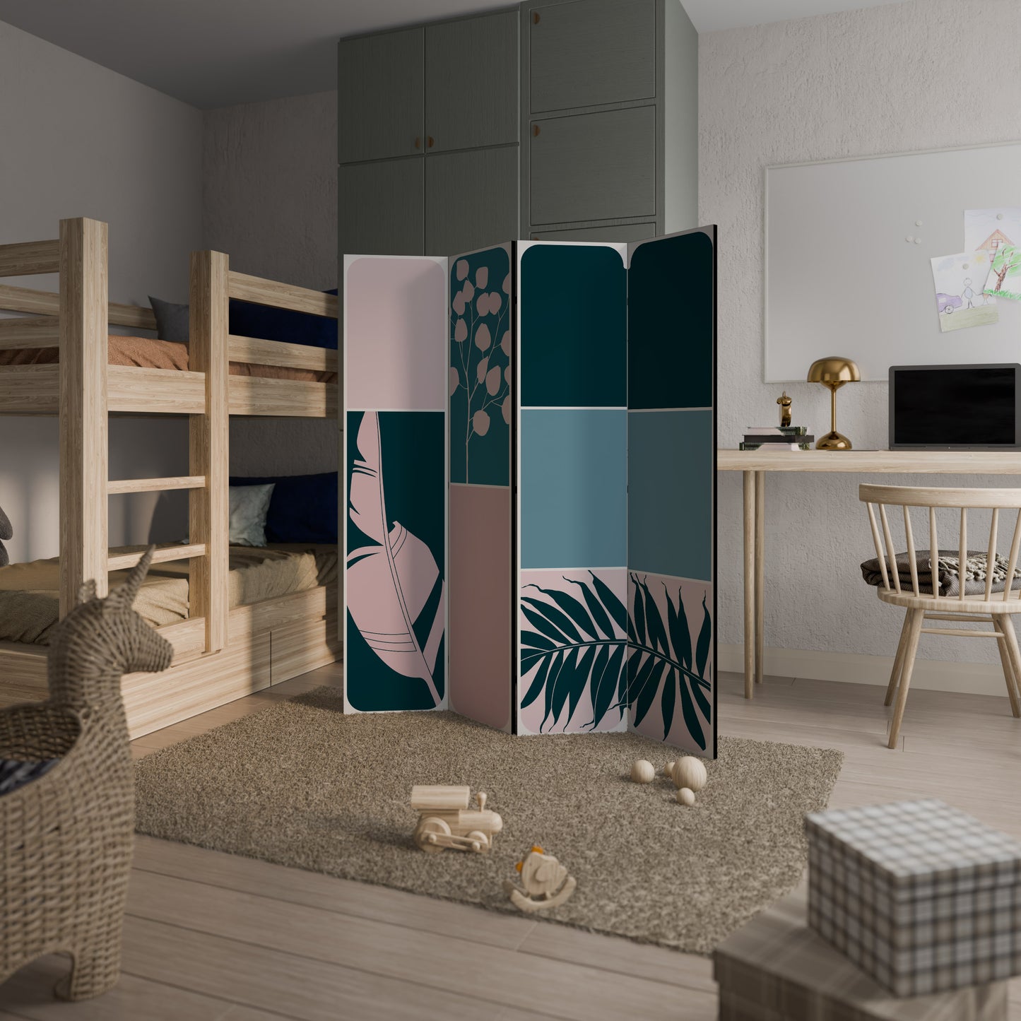 COMBINAZIONE DI FORME Divisorio decorativo per ambienti a 4 pannelli