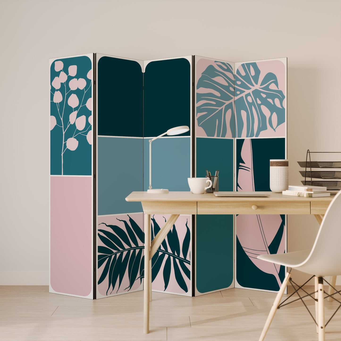 COMBINAZIONE DI FORME Divisorio decorativo per ambienti a 5 pannelli