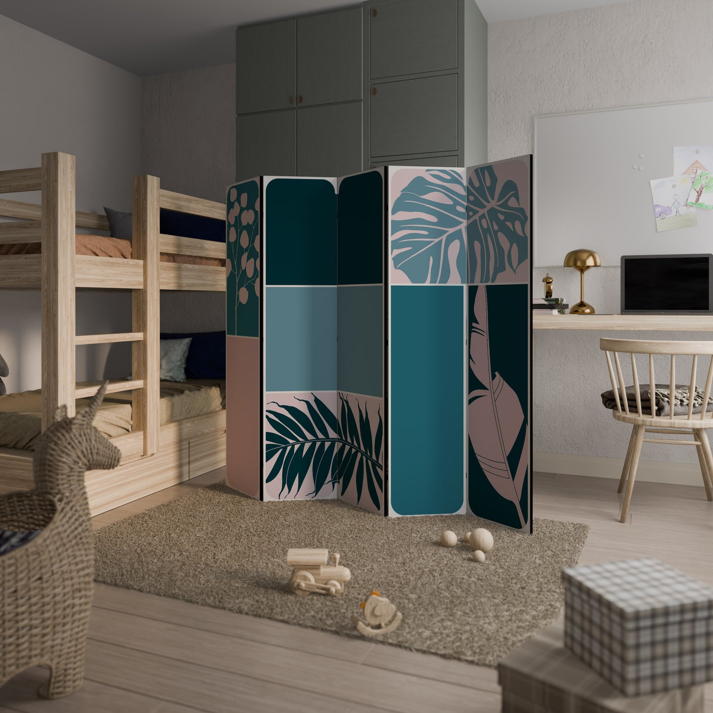 COMBINAZIONE DI FORME Divisorio decorativo per ambienti a 5 pannelli