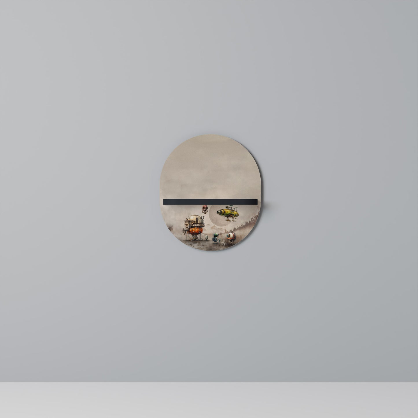 MACHINARIUM MACHINES Oval Art Shelf In Black Finish