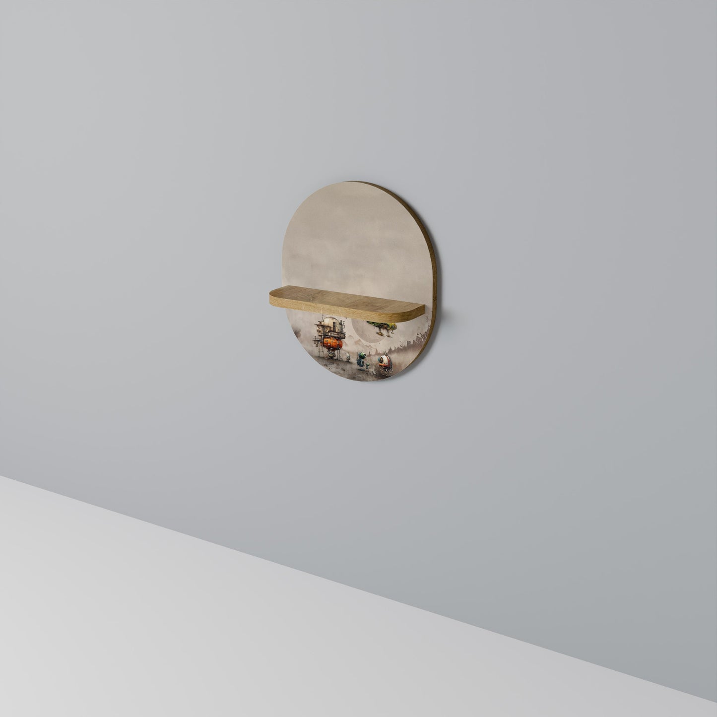 MACHINARIUM MACHINES Mensola ovale per opere d'arte in effetto rovere