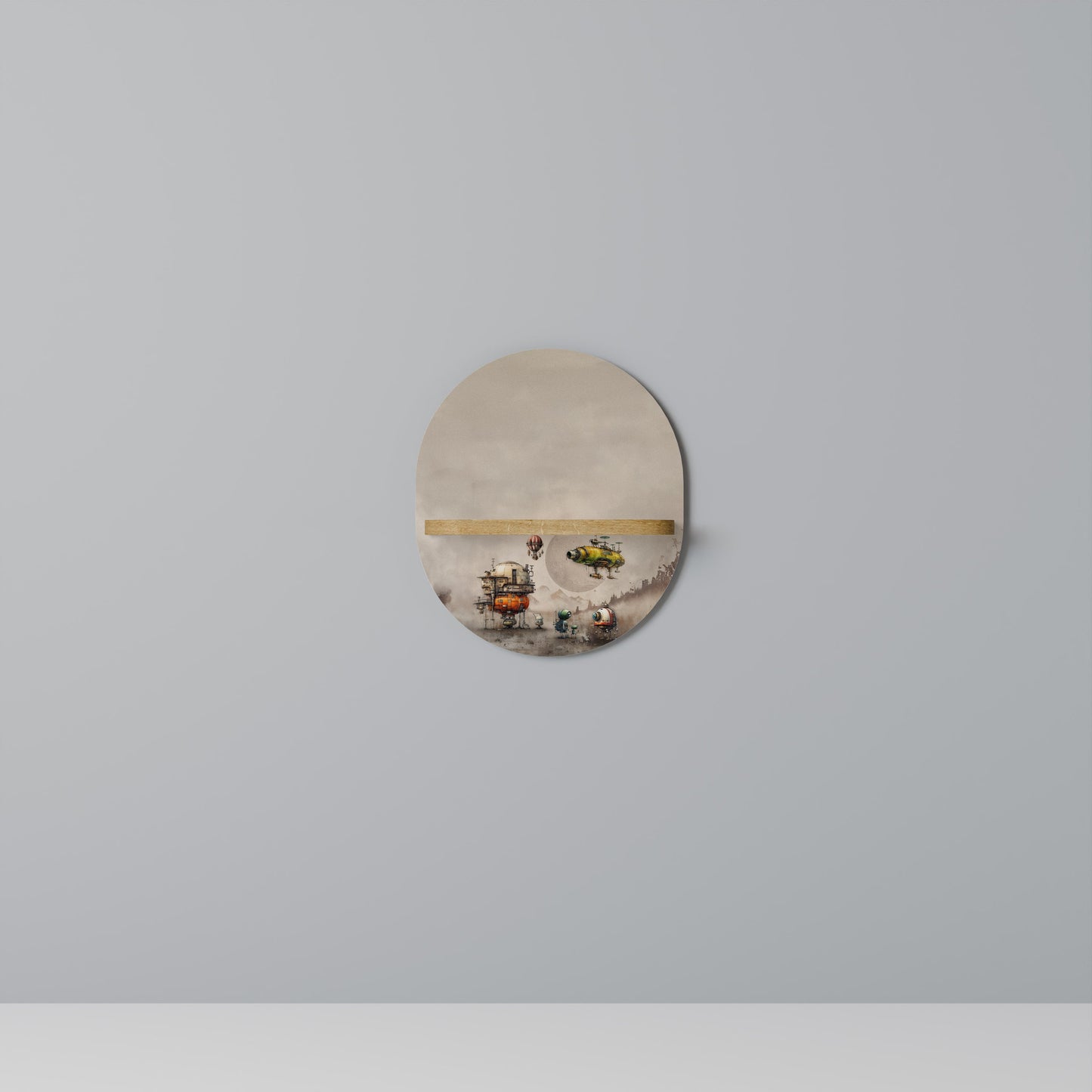 MACHINARIUM MACHINES Mensola ovale per opere d'arte in effetto rovere