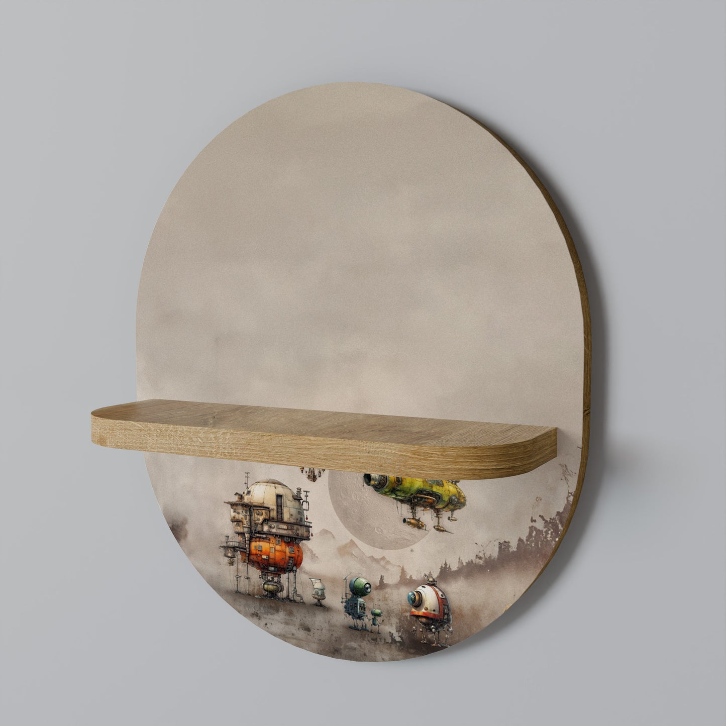 MACHINARIUM MACHINES Mensola ovale per opere d'arte in effetto rovere