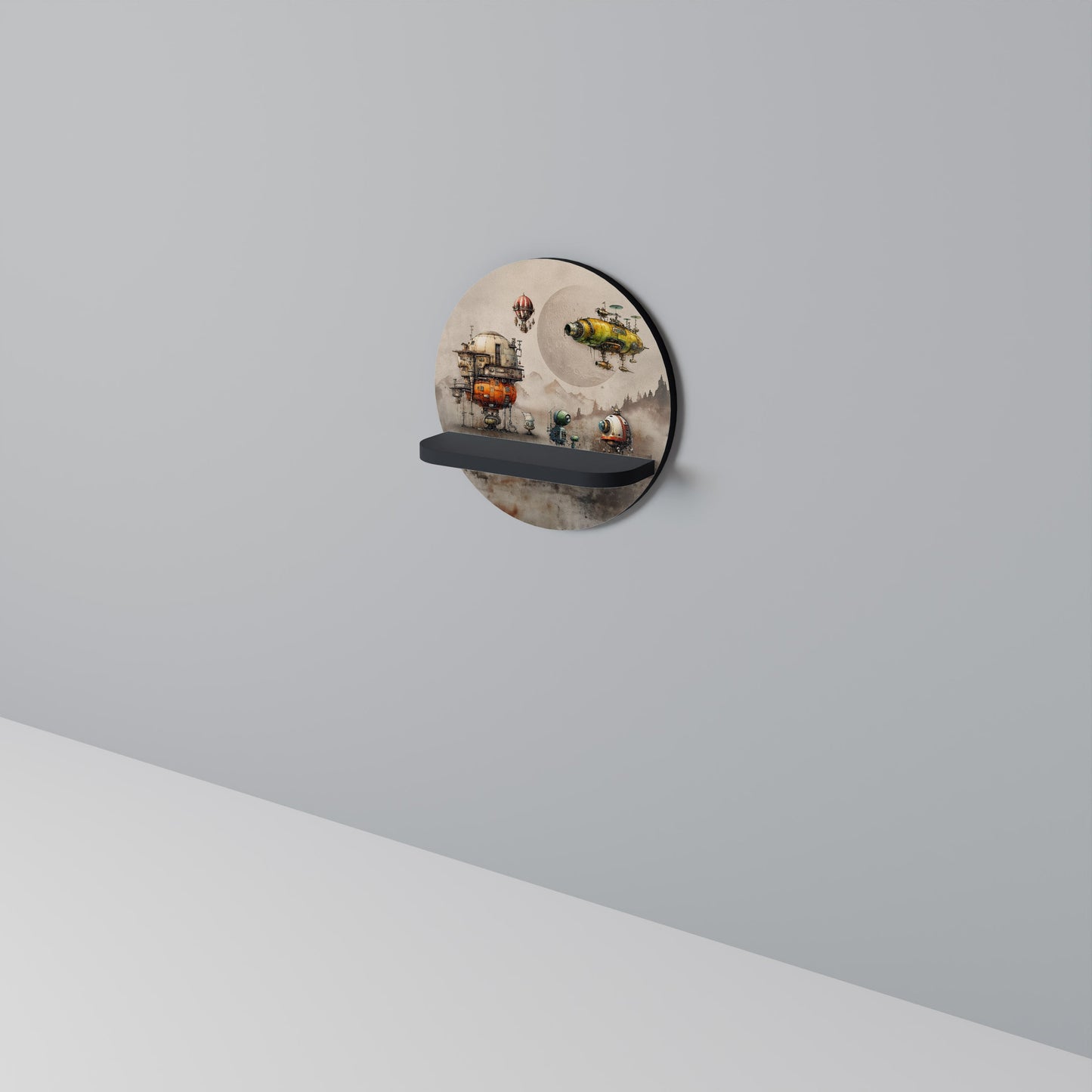 MACHINARIUM MACHINES Round Art Shelf In Black Finish