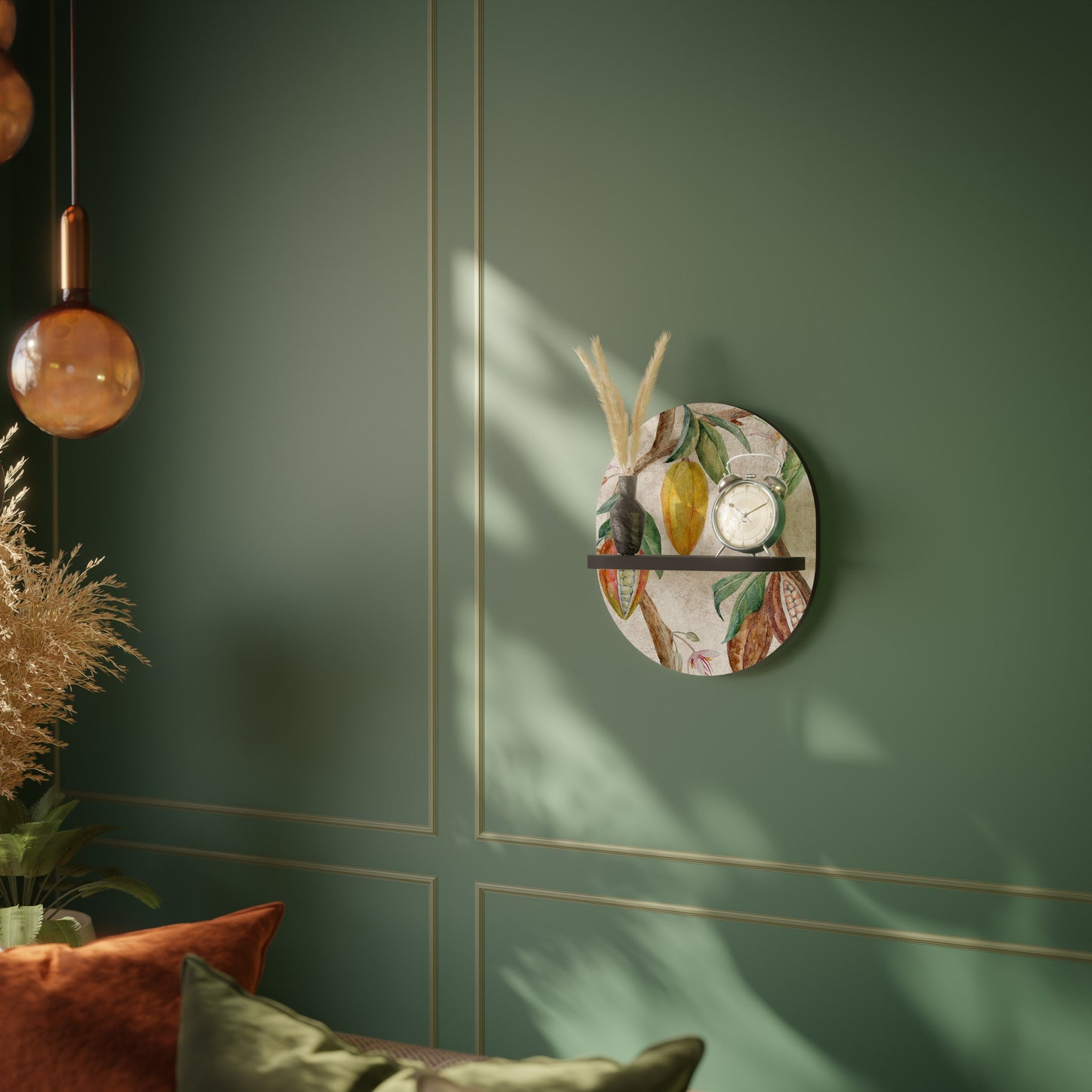 COCOA FRUITS Oval Art Shelf In Black Finish