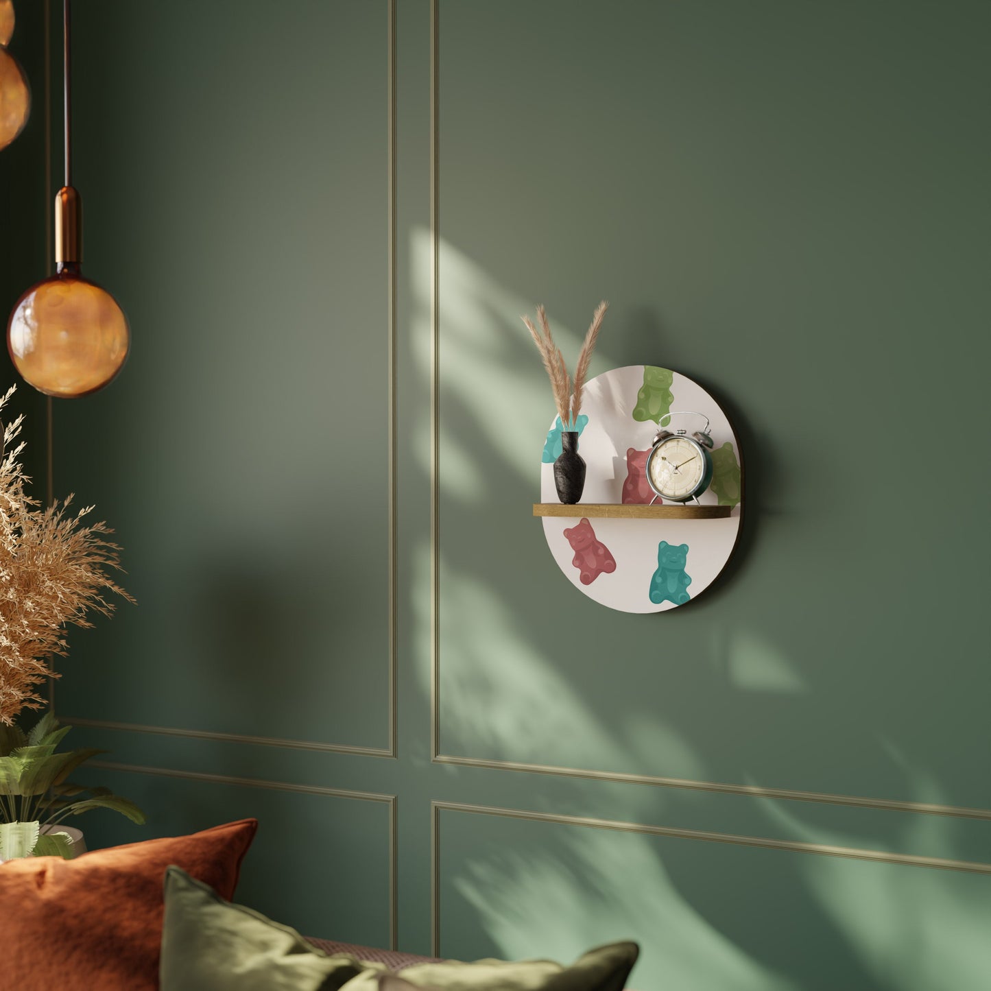 GUMMY BEARS Mensola ovale per opere d'arte in effetto rovere