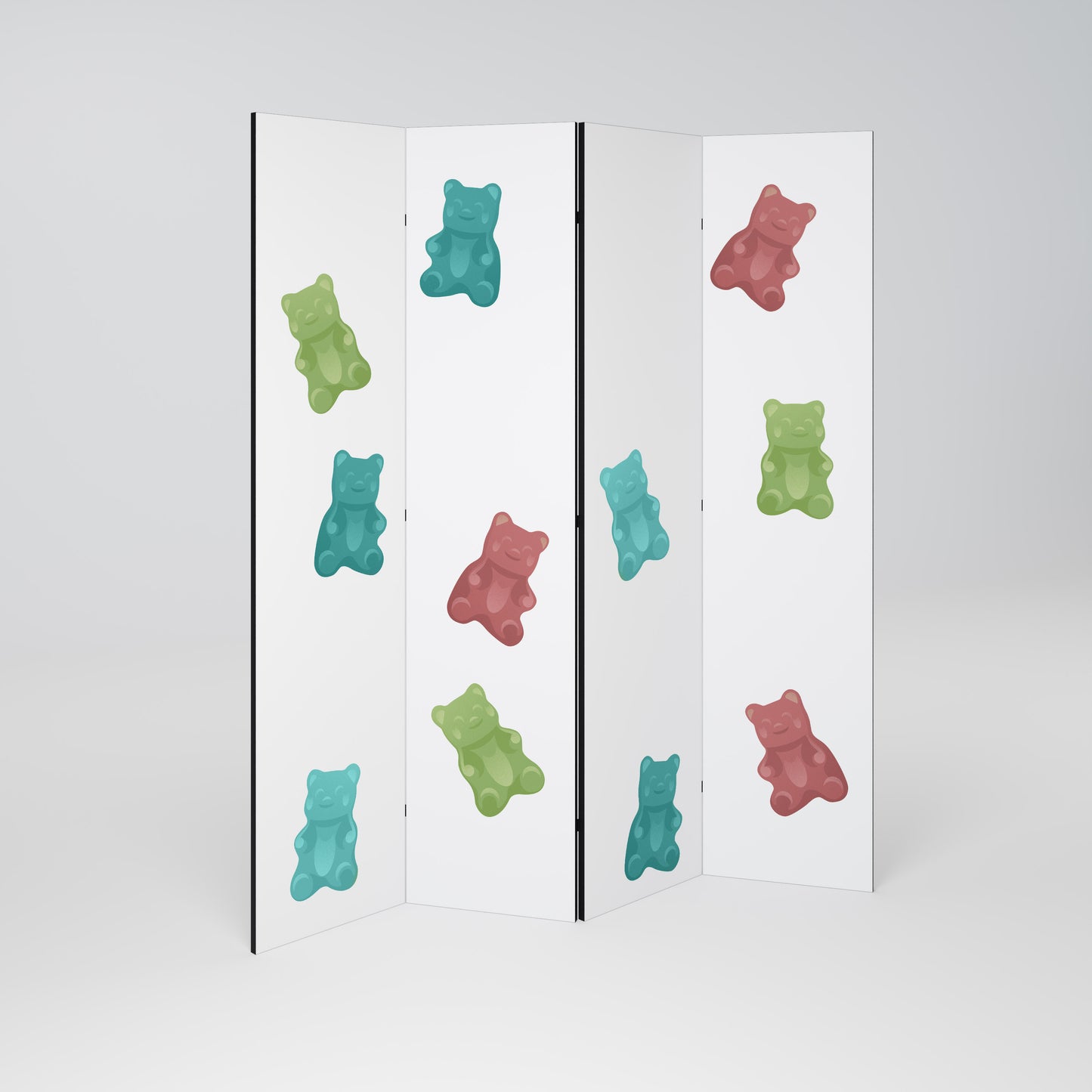 Divisorio decorativo per ambienti a 4 pannelli GUMMY BEARS