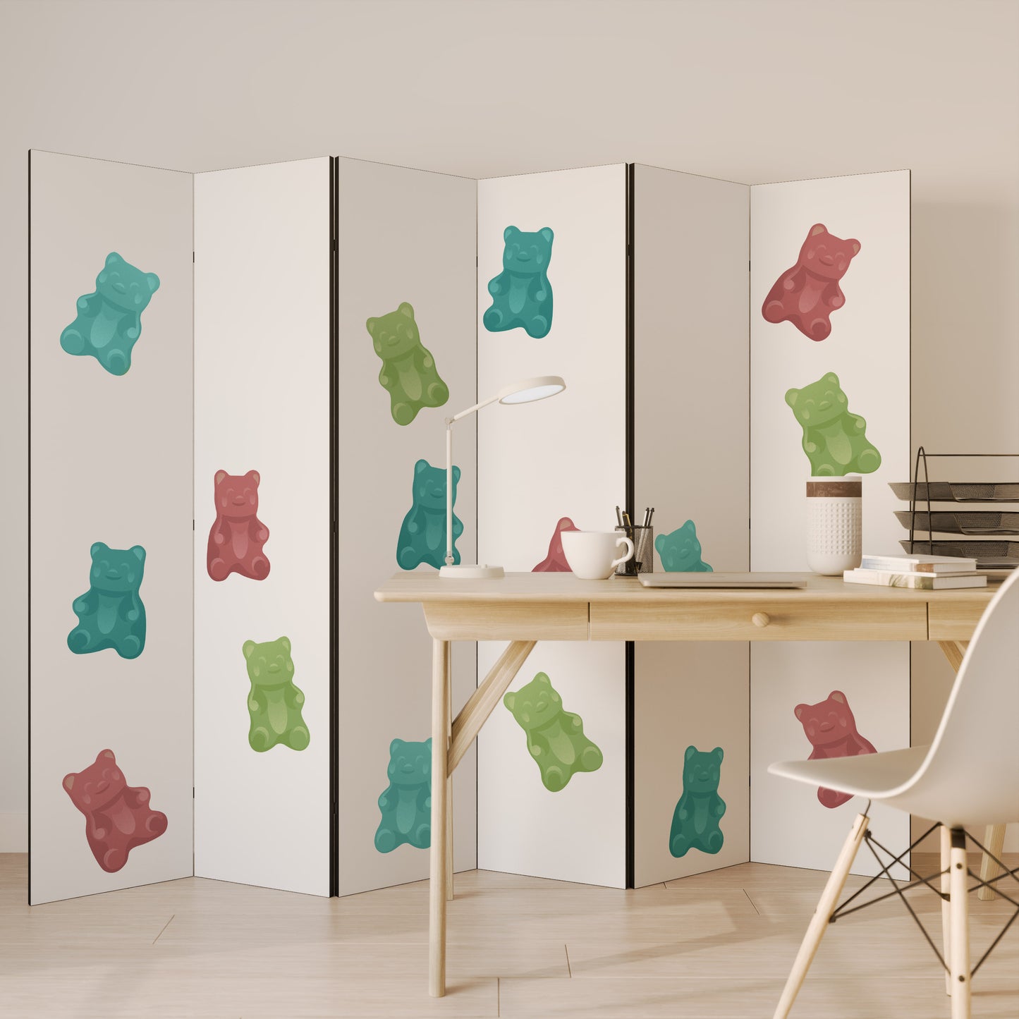 Divisorio decorativo per ambienti GUMMY BEARS a 6 pannelli