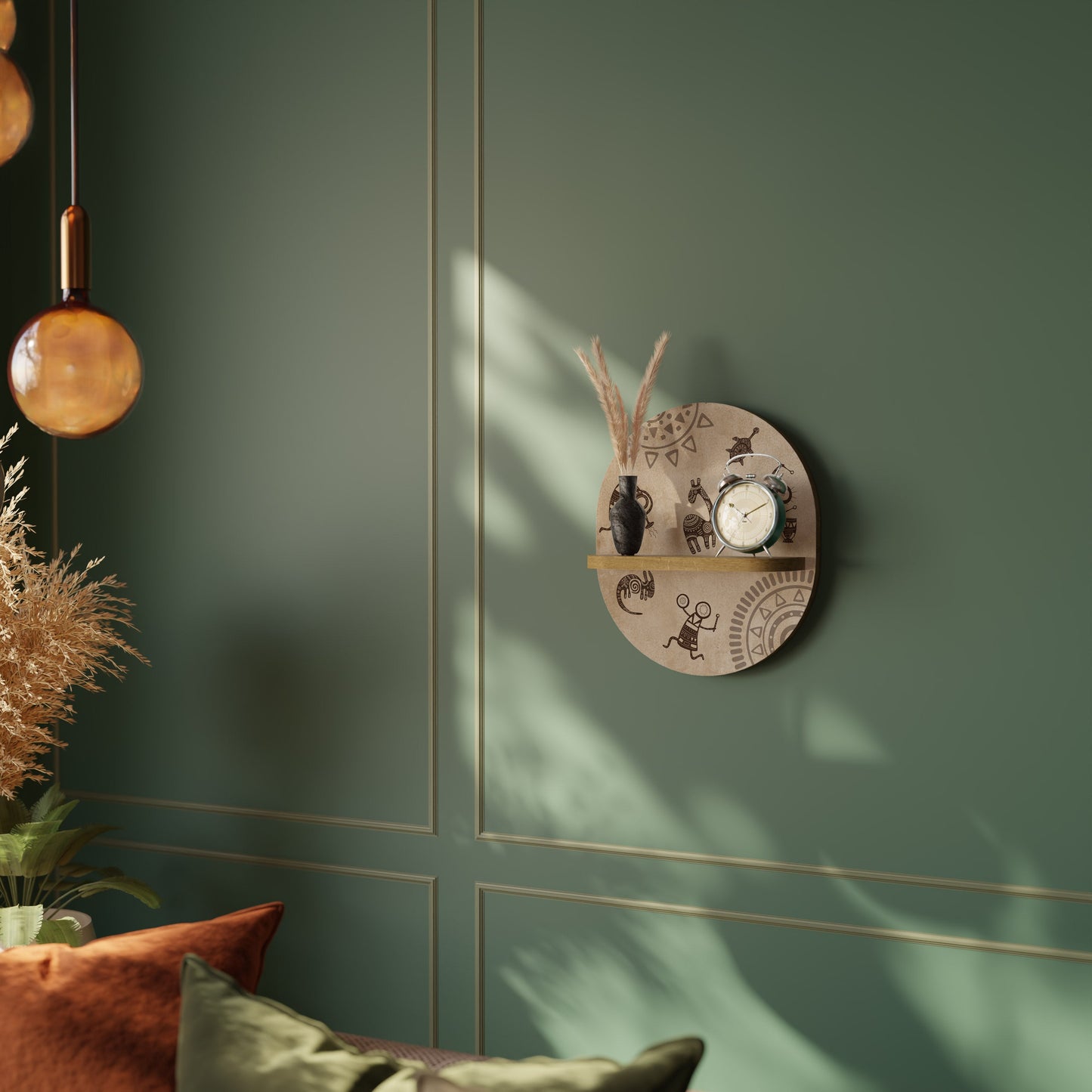 Mensola ovale in stile africano effetto rovere