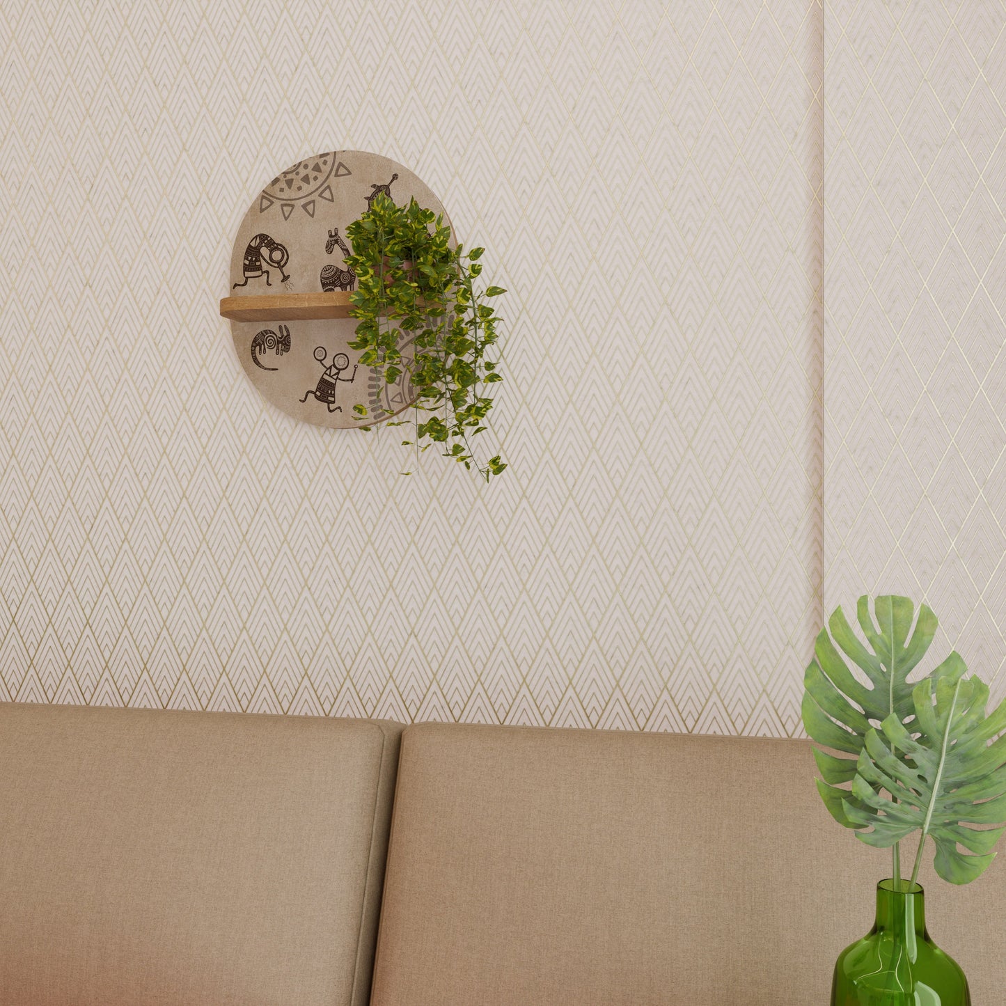 Mensola ovale in stile africano effetto rovere