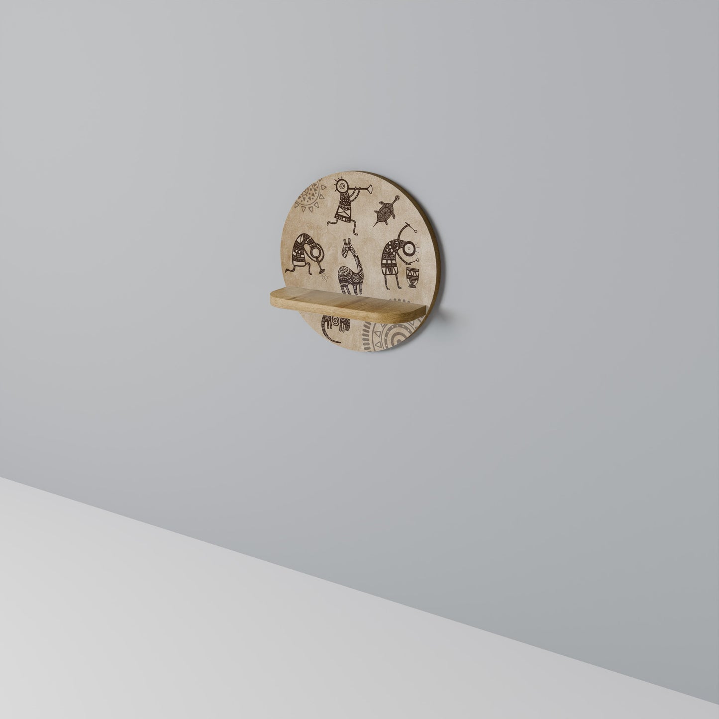 Mensola rotonda in stile africano effetto rovere