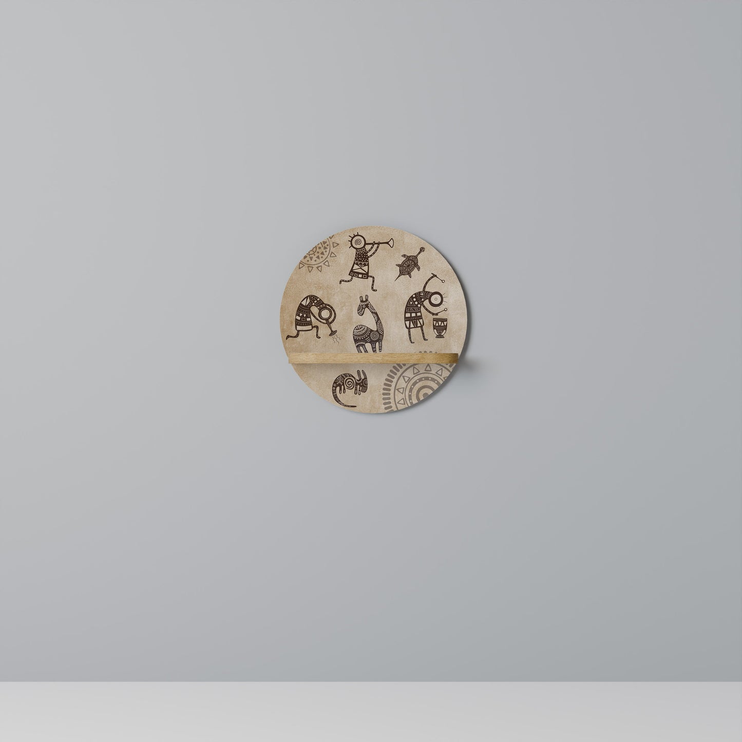 Mensola rotonda in stile africano effetto rovere