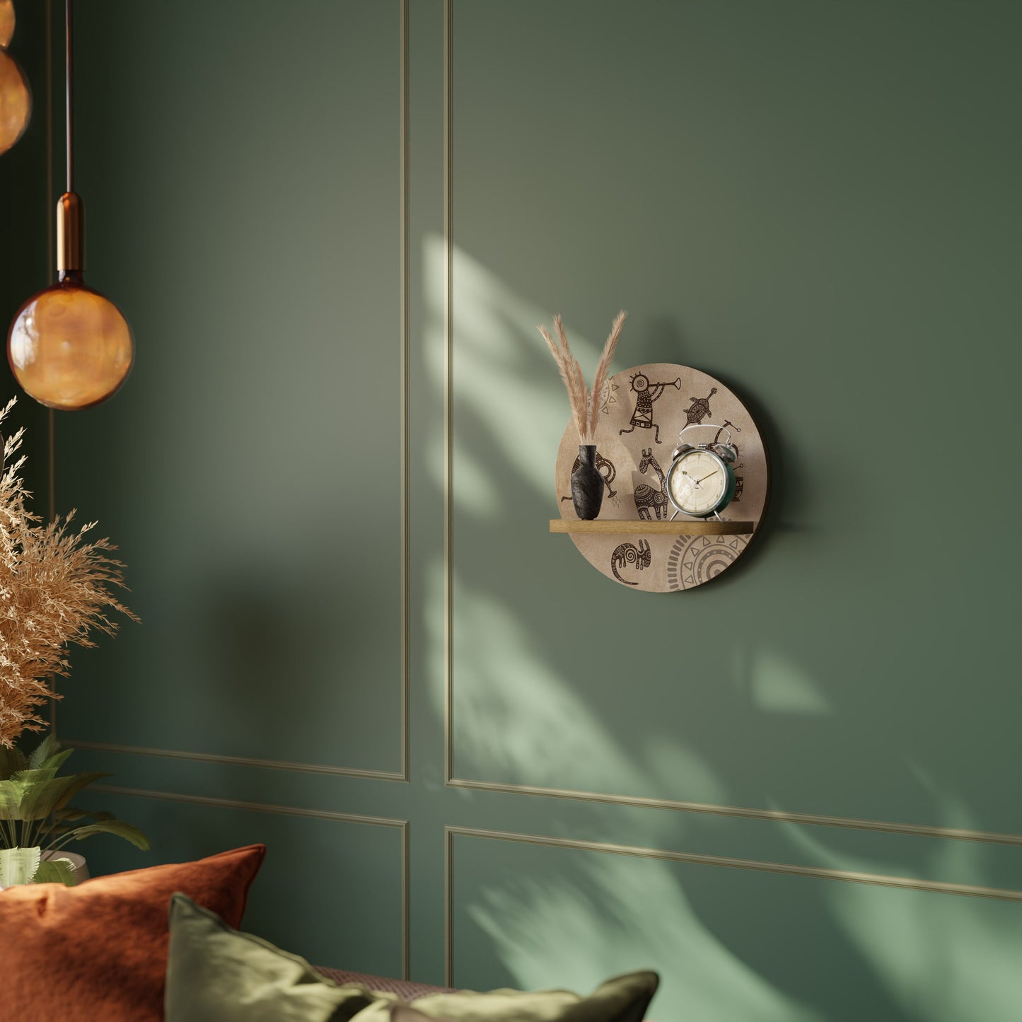 Mensola rotonda in stile africano effetto rovere