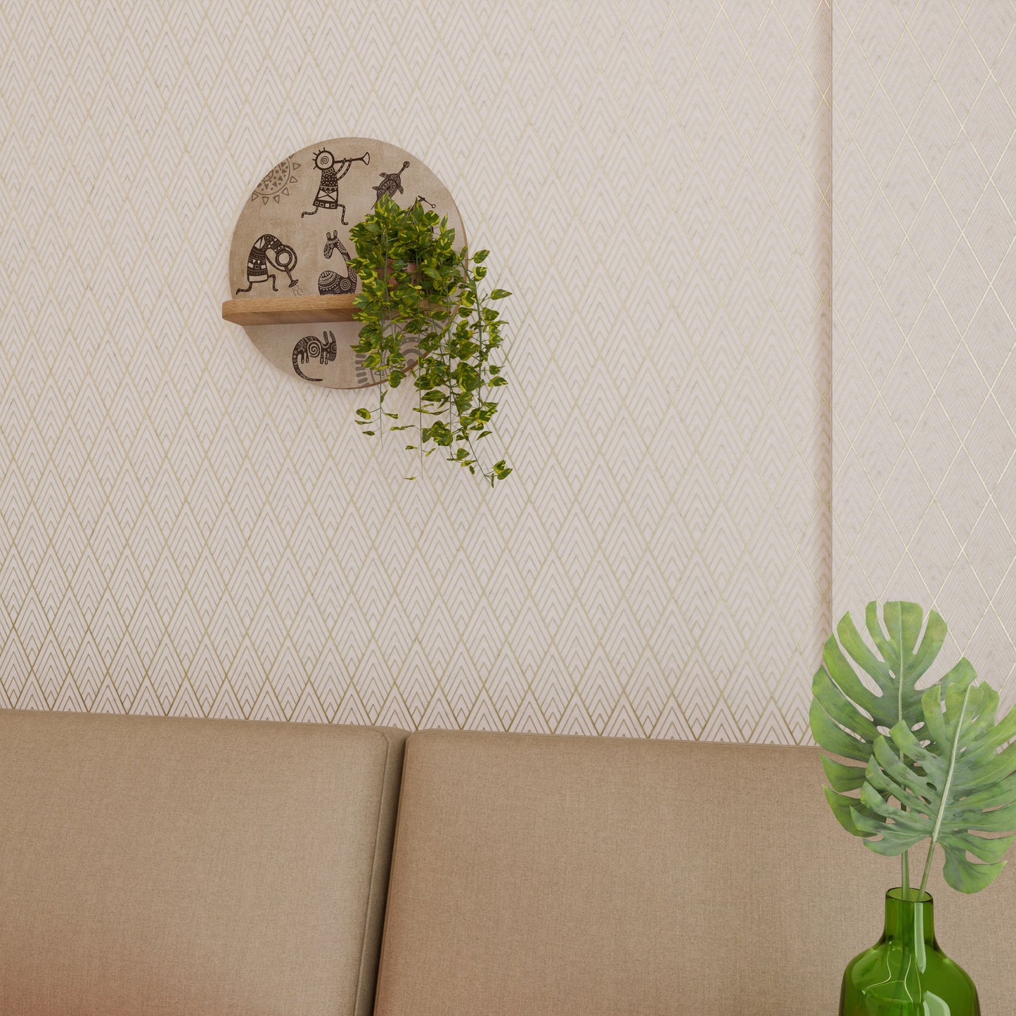 Mensola rotonda in stile africano effetto rovere
