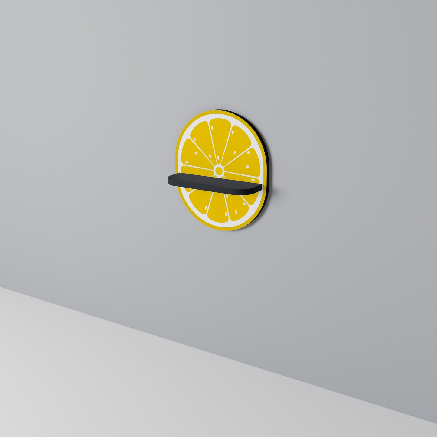 STRENGTHENING LEMON Oval Art Shelf In Black Finish