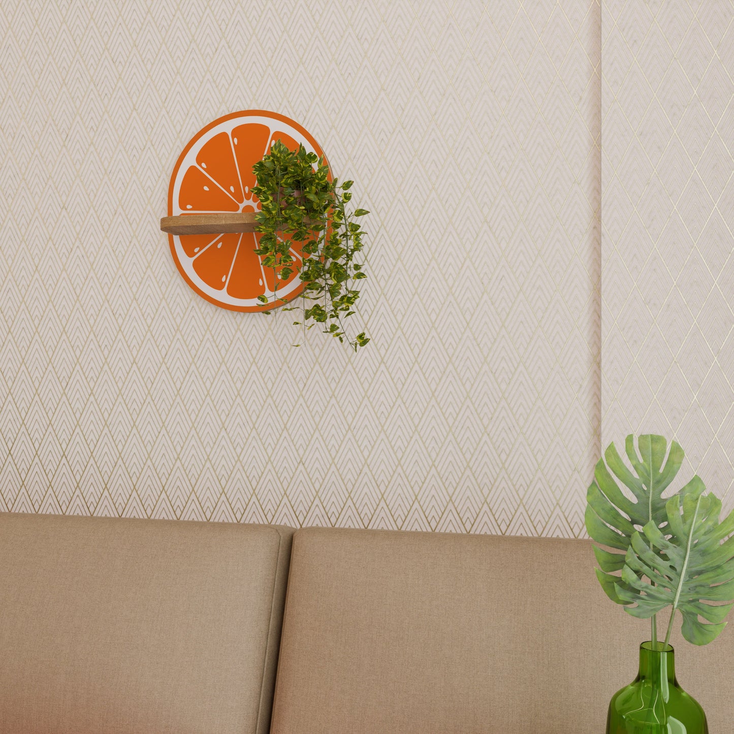 Mensola ovale JUICY ORANGE effetto rovere