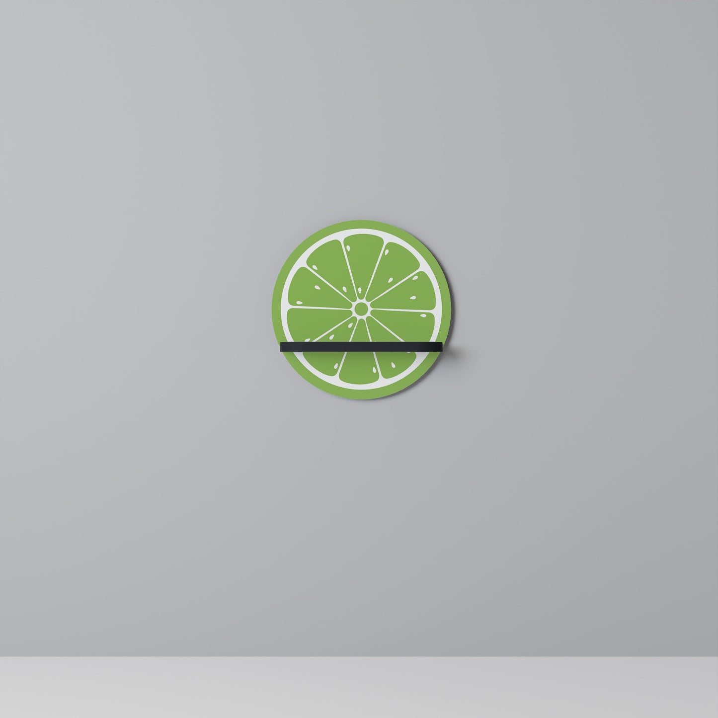 REFRESHING LIME Round Art Shelf In Black Finish