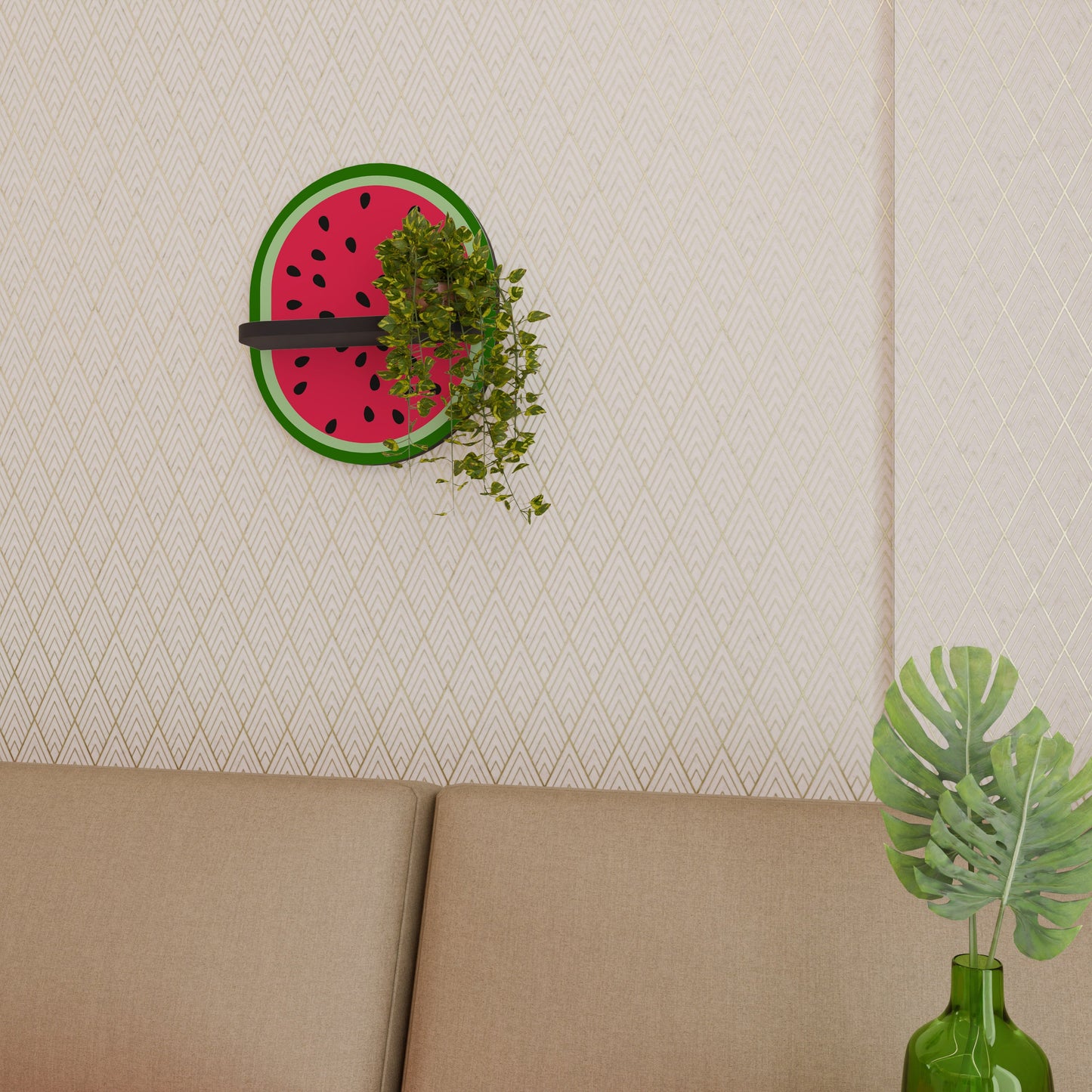 Mensola ovale per opere d'arte MATURE WATERMELON in finitura nera