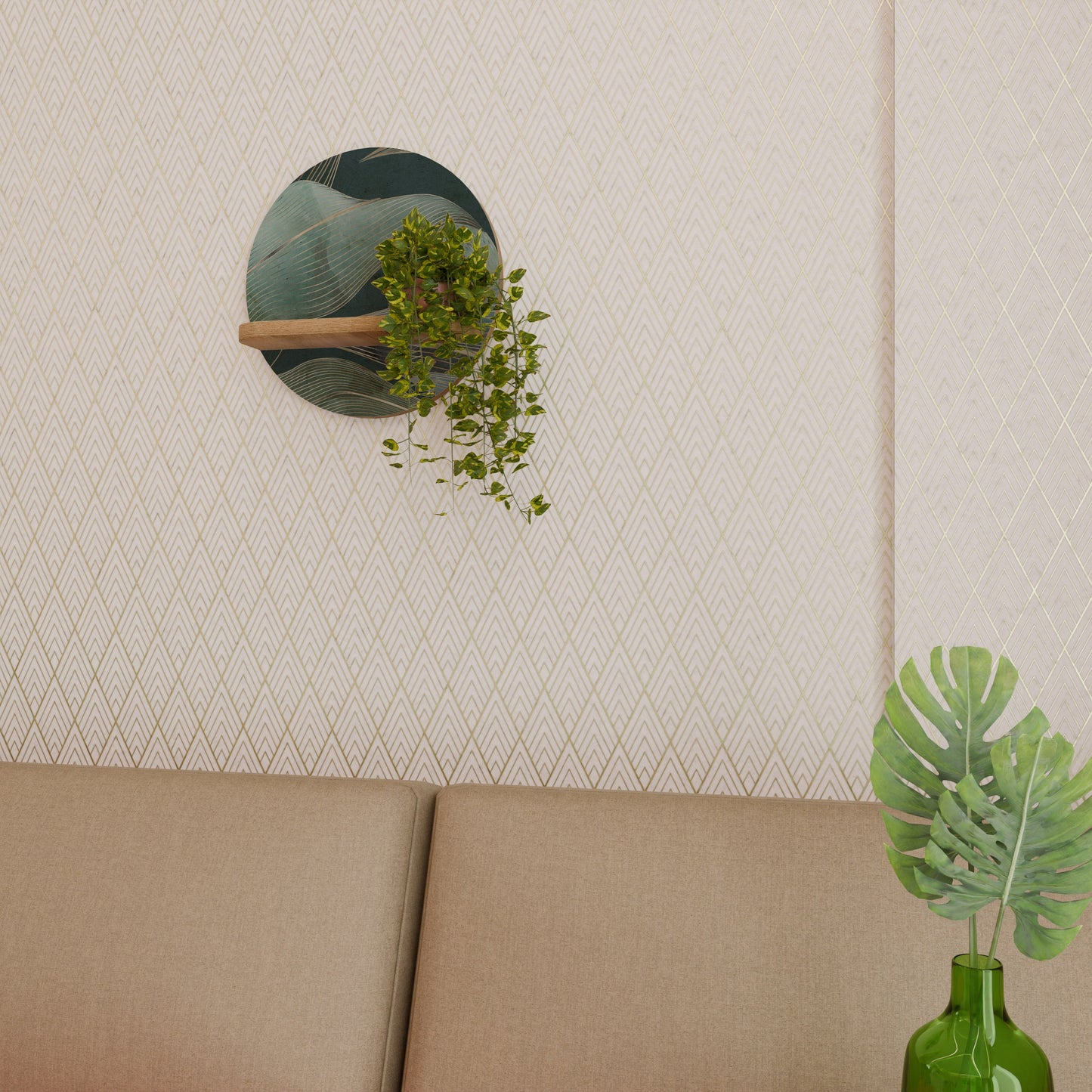 Mensola rotonda ROYAL GREEN in effetto rovere