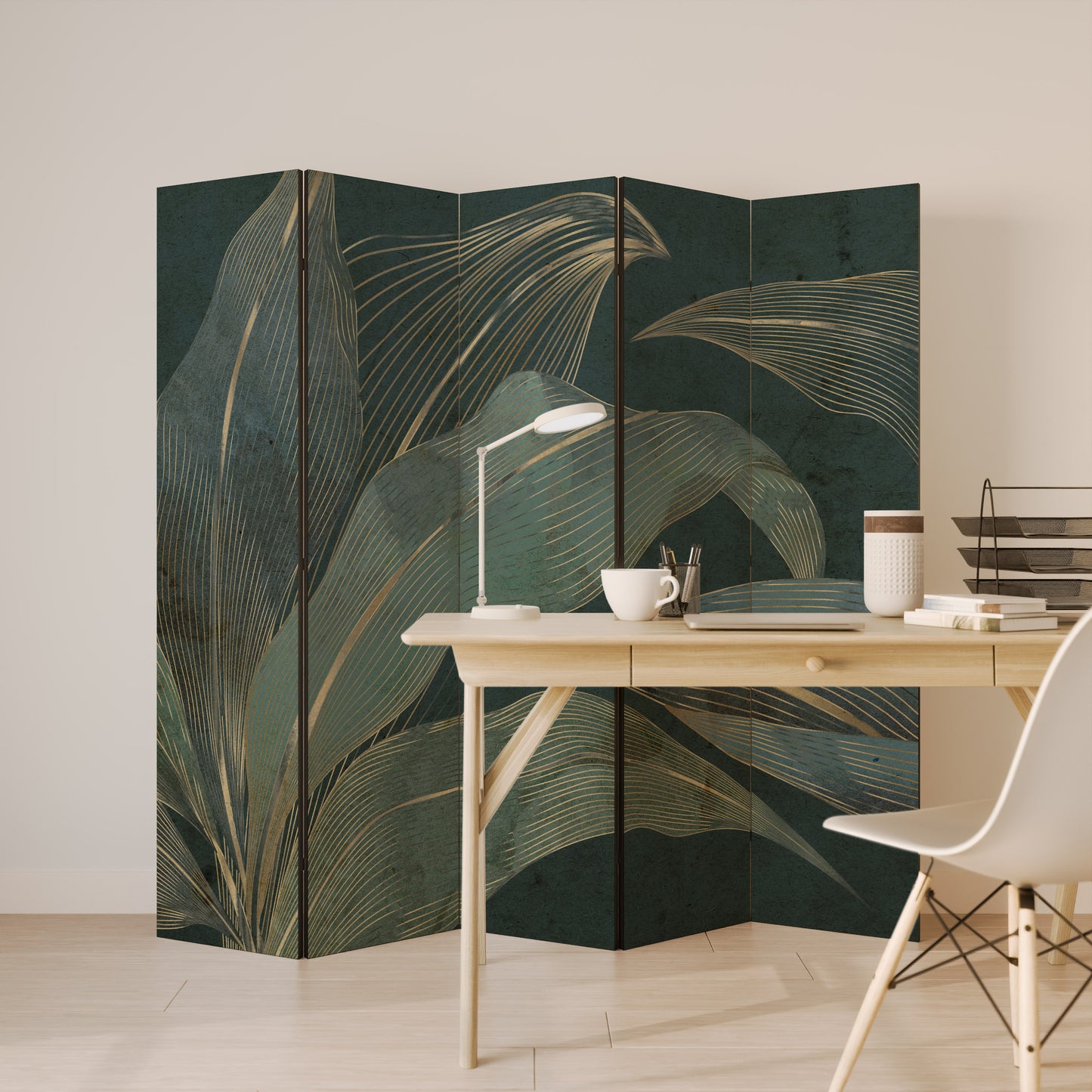 Divisorio decorativo per ambienti a 5 pannelli ROYAL GREEN