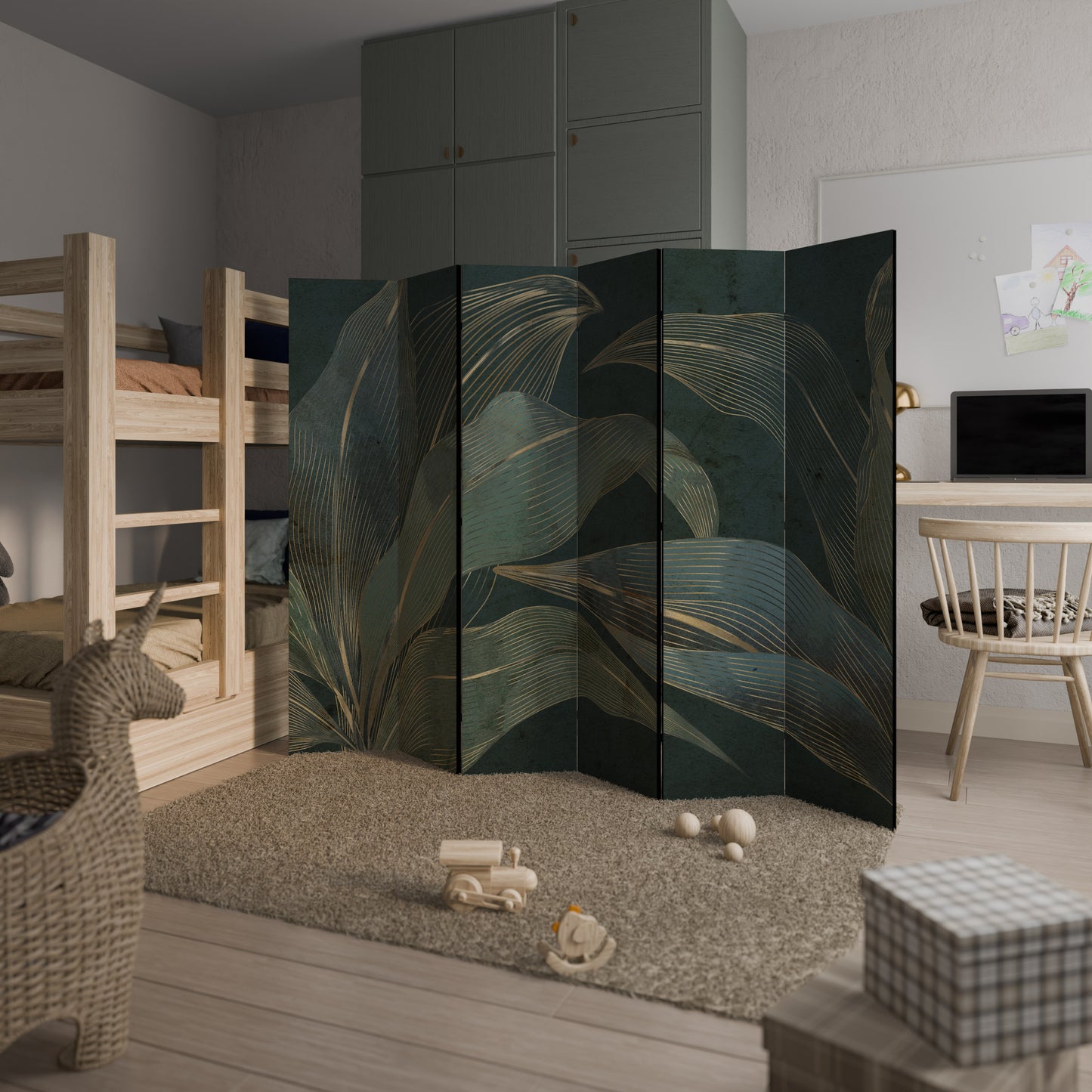 Divisorio decorativo per ambienti a 6 pannelli ROYAL GREEN