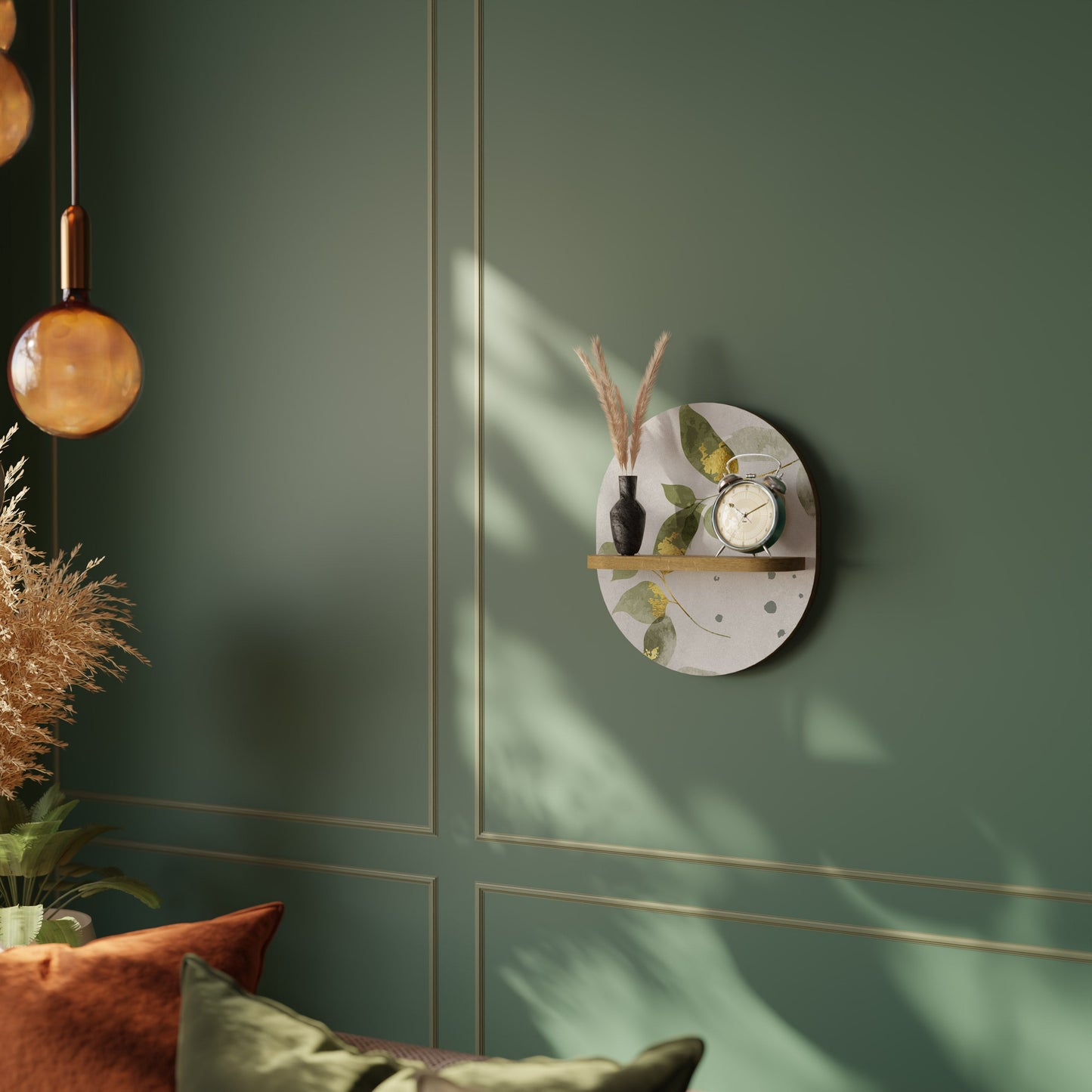 ELEGANT BOTANICS Mensola ovale in effetto rovere
