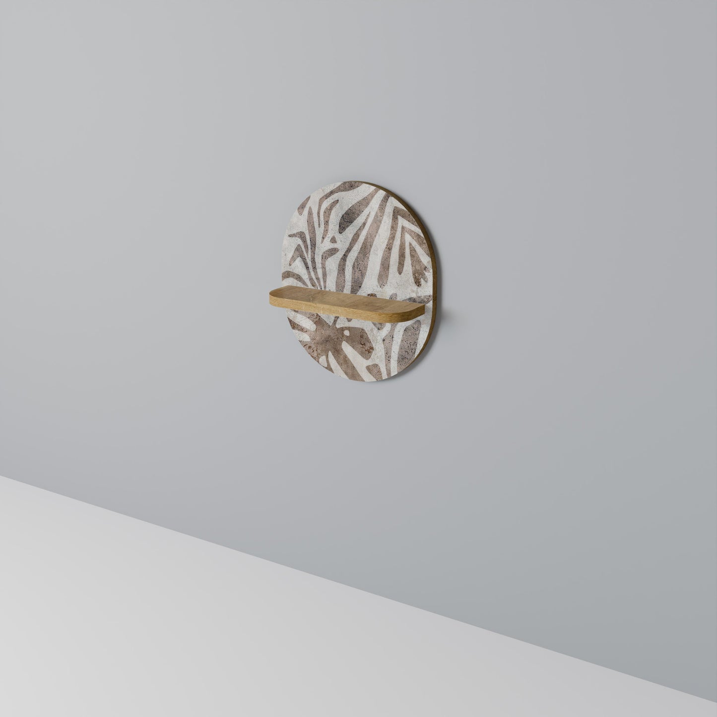 PASSING TIME Oval Art Shelf In Oak Effect