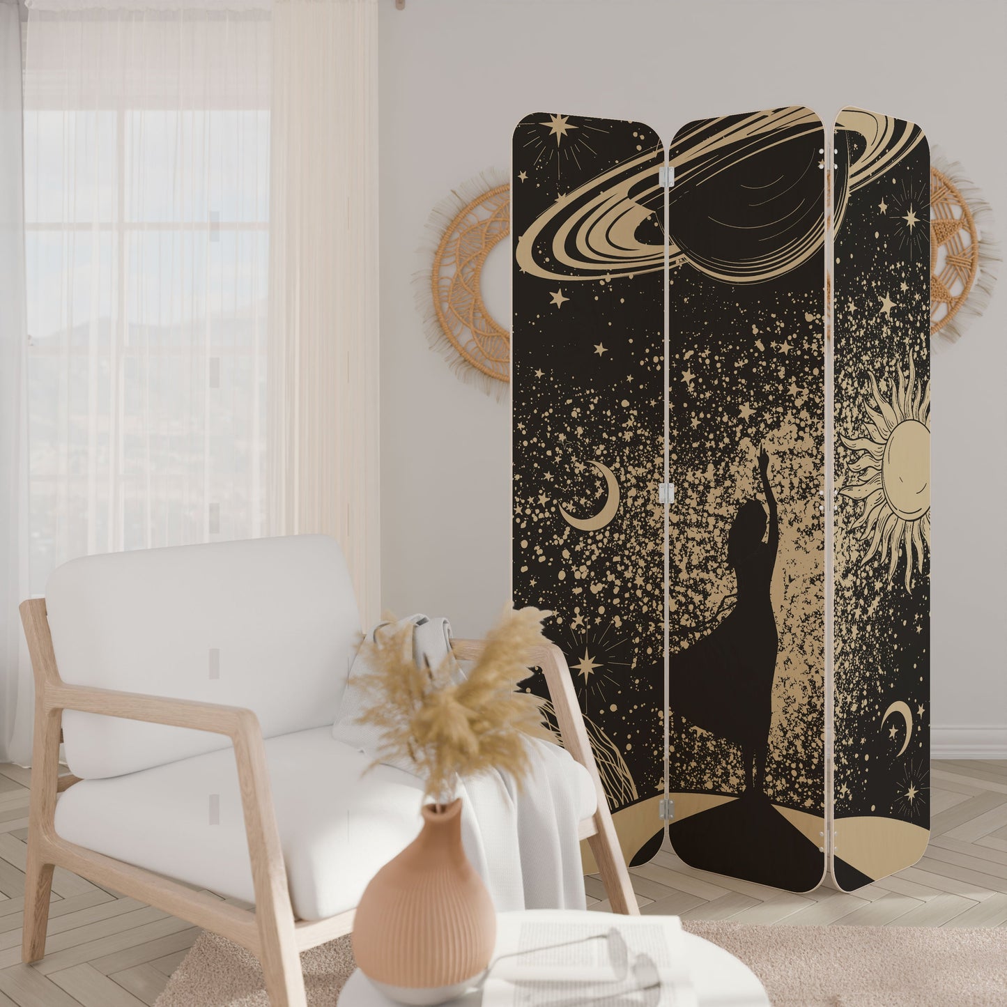 MYSTIC UNIVERSE Divisorio per ambienti in compensato a 3 pannelli