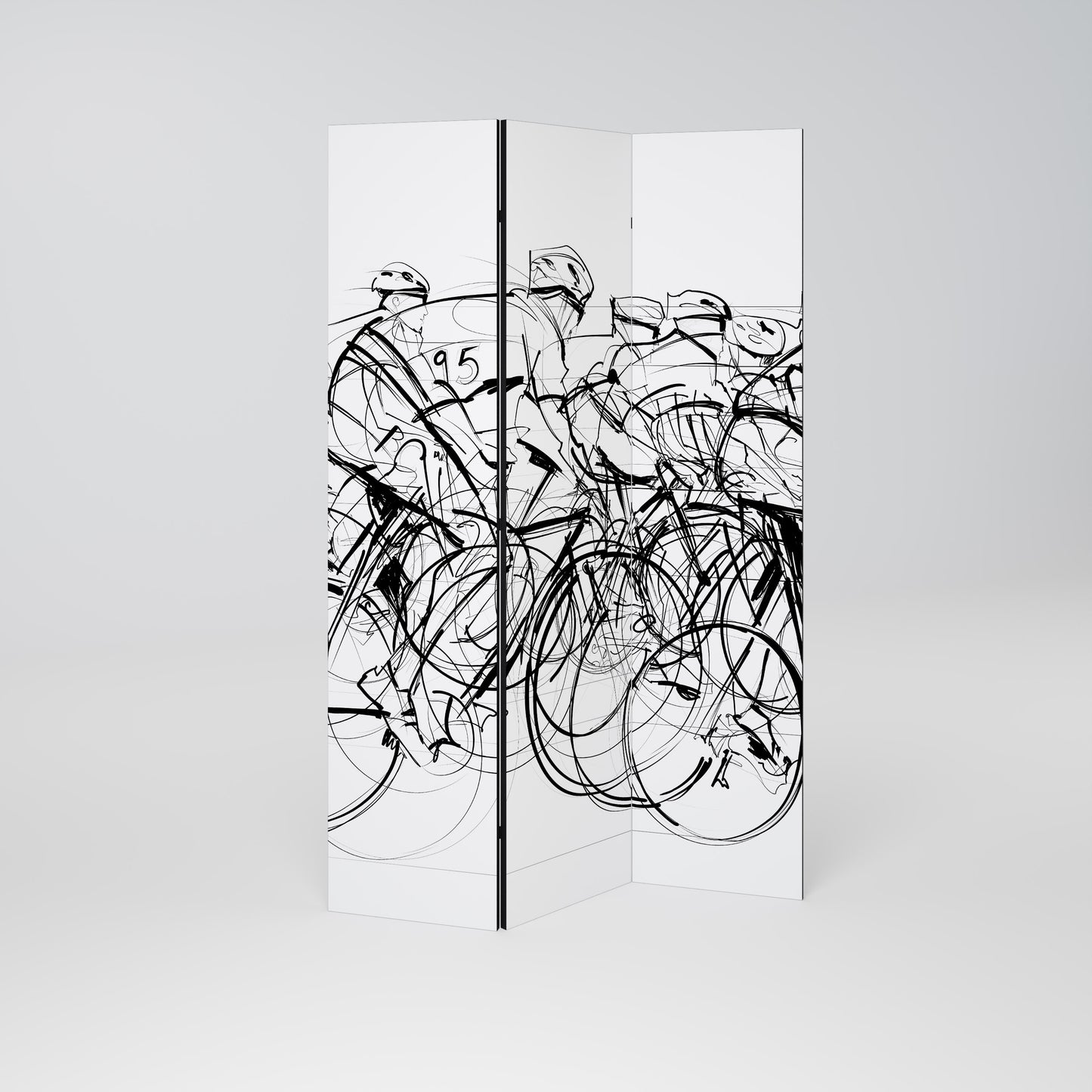 COMPETIZIONE CICLISMO Divisorio decorativo a 3 pannelli