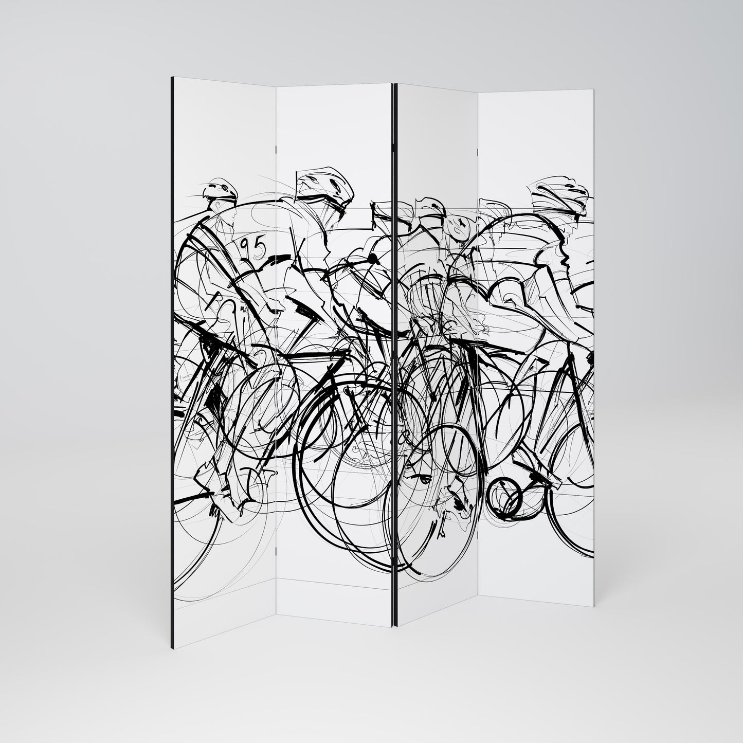COMPETIZIONE CICLISMO Divisorio decorativo a 4 pannelli