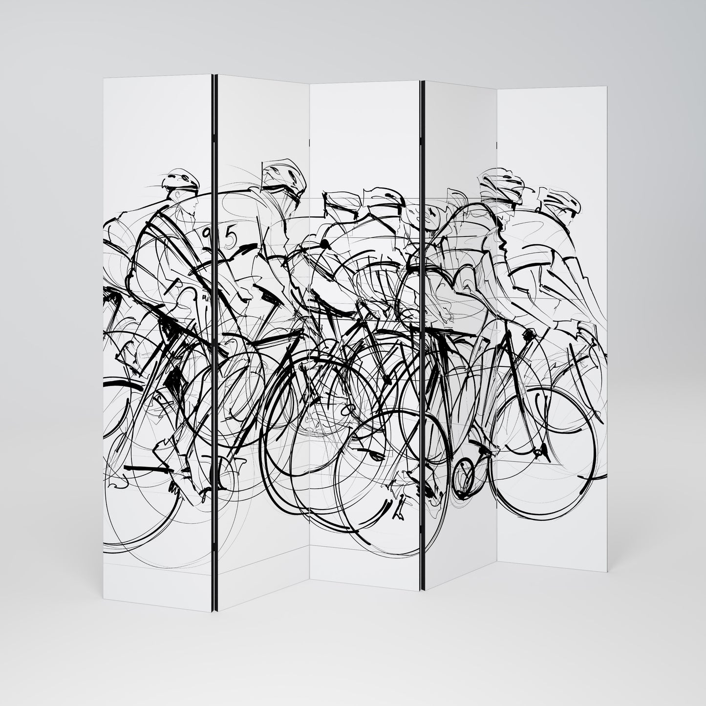 COMPETIZIONE CICLISMO Divisorio decorativo a 5 pannelli
