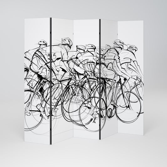 CYCLING COMPETITION Decorative 5-Panel Room Divider