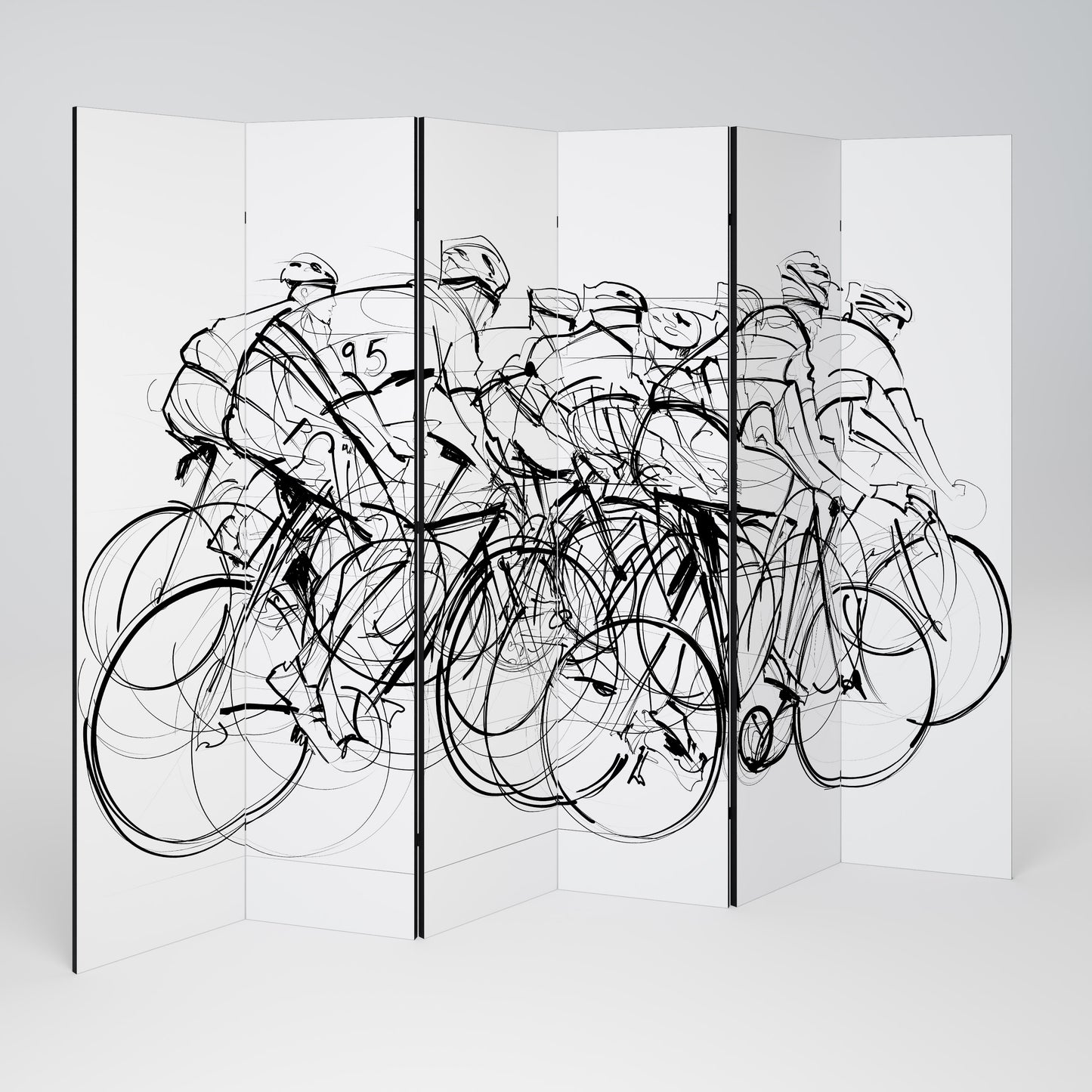 COMPETIZIONE CICLISMO Divisorio decorativo a 6 pannelli