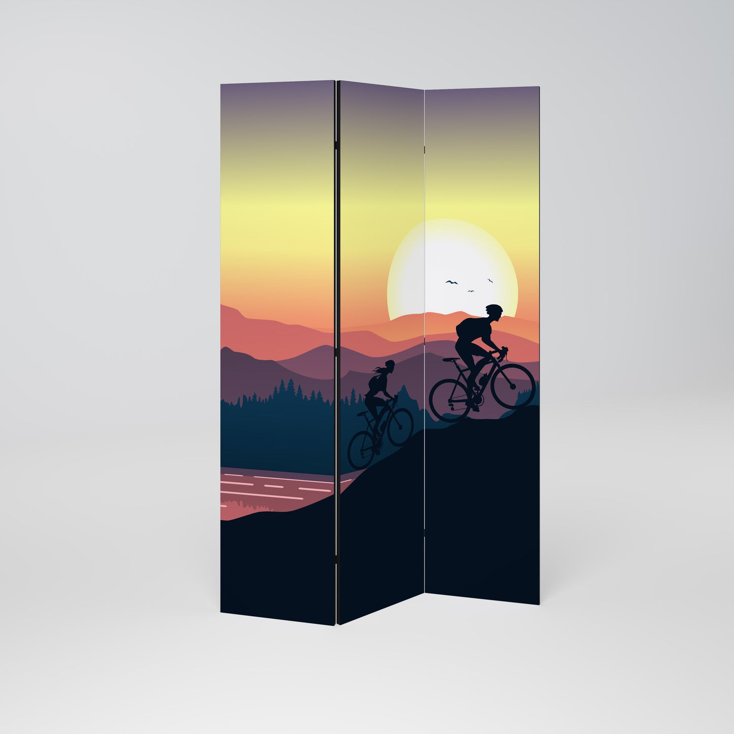 CYCLING HORIZON Divisorio decorativo per ambienti a 3 pannelli
