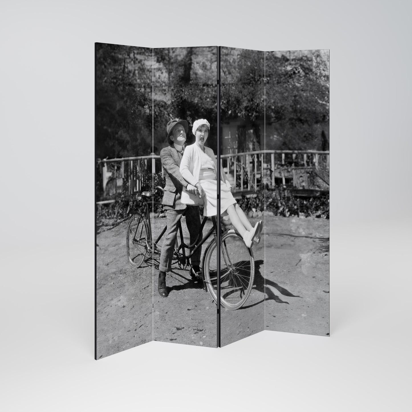 RIDING THROUGH TIME - Divisorio decorativo per ambienti a 4 pannelli