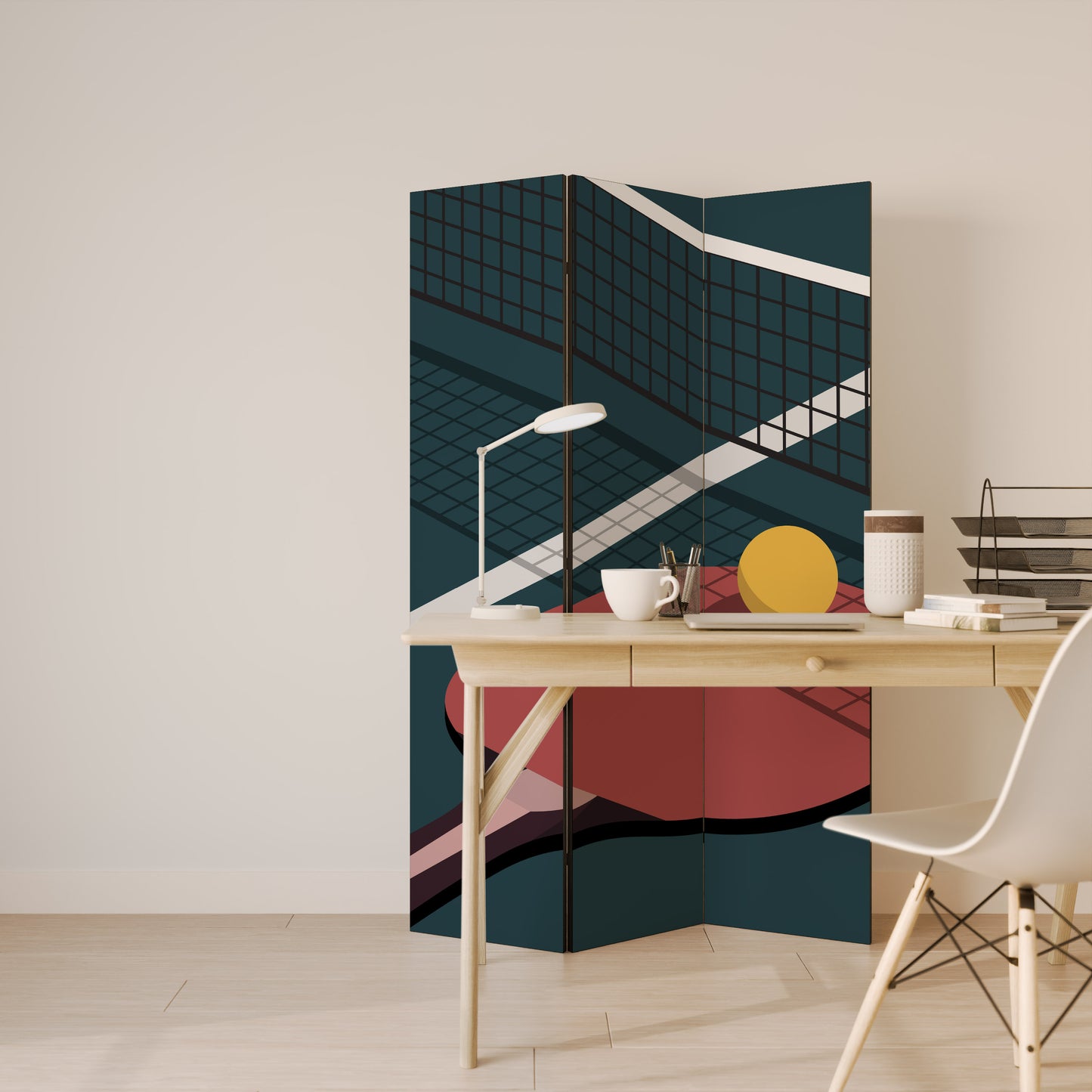 PING-PONG GAME Divisorio decorativo per ambienti a 3 pannelli