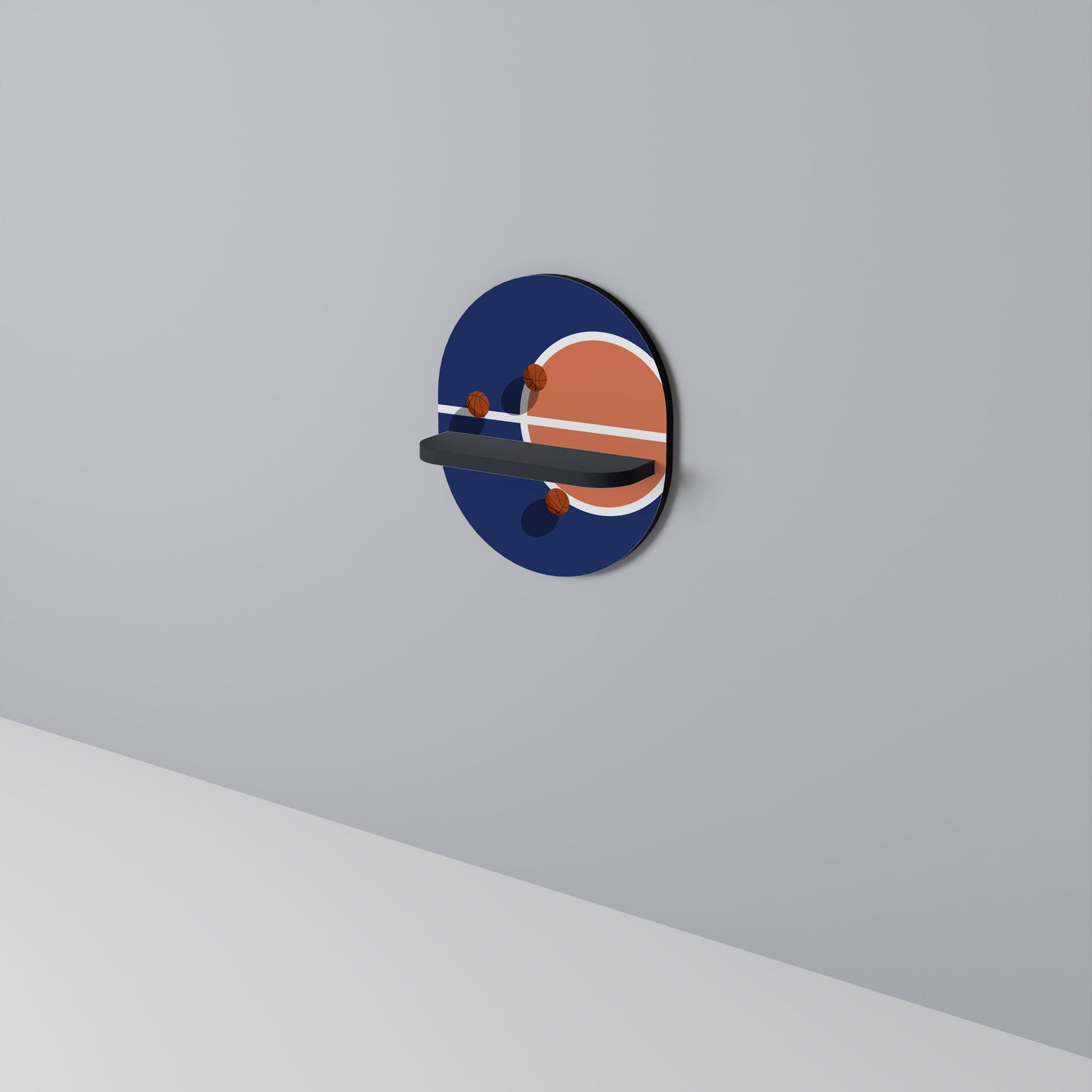 BASKETBALL CHALLENGE Mensola ovale per opere d'arte in finitura nera