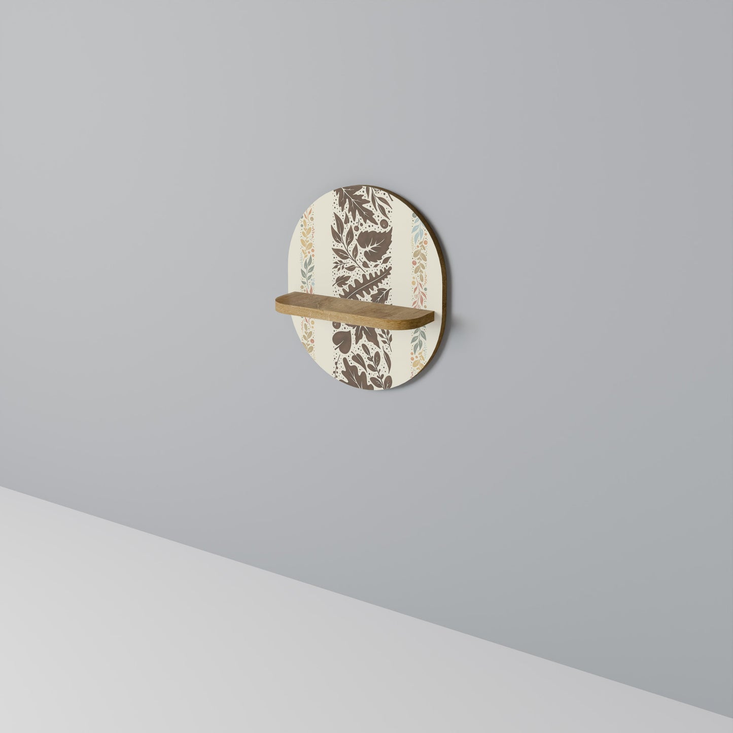 FOLIAGE TALES Oval Art Shelf In Oak Effect
