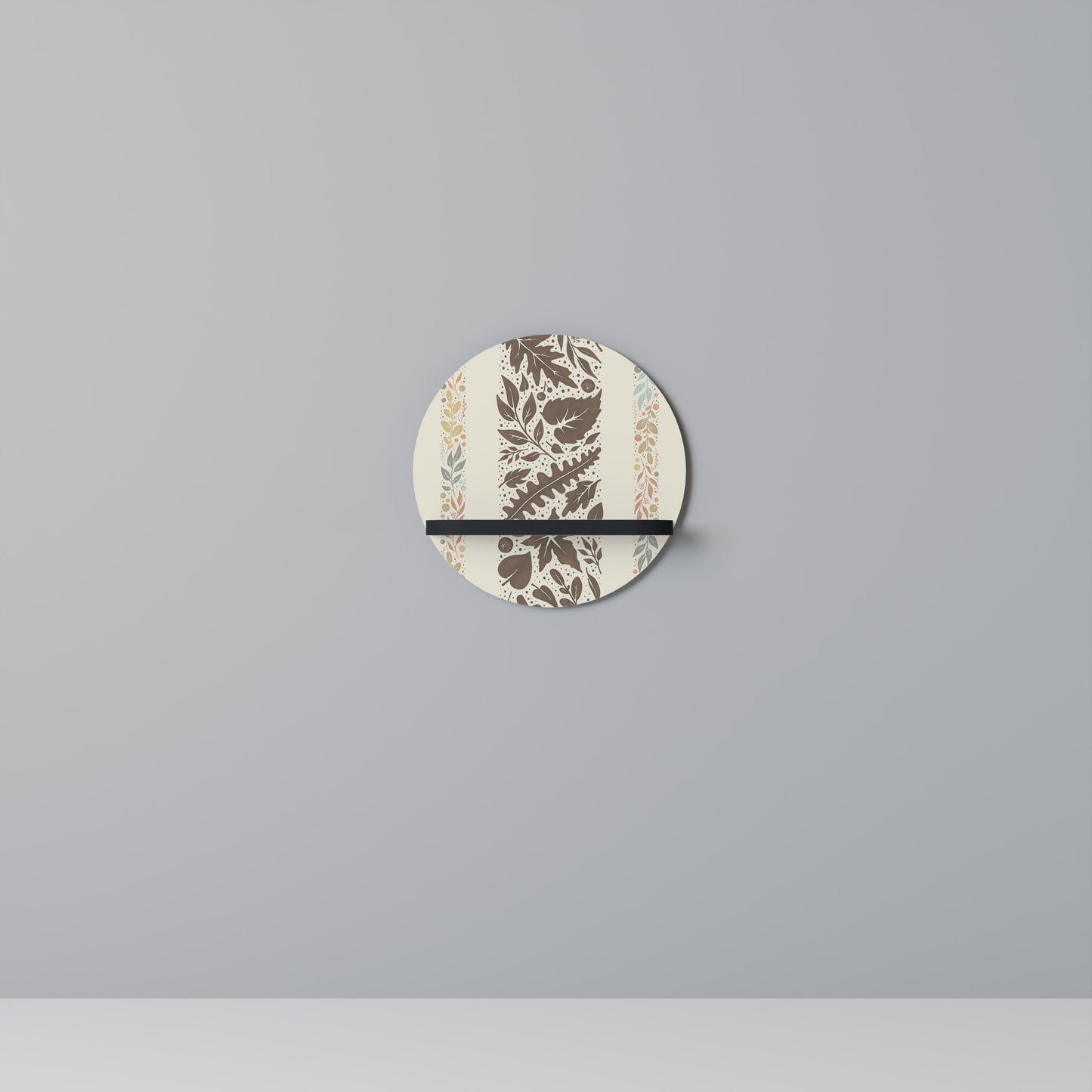 FOLIAGE TALES Round Art Shelf In Black Finish