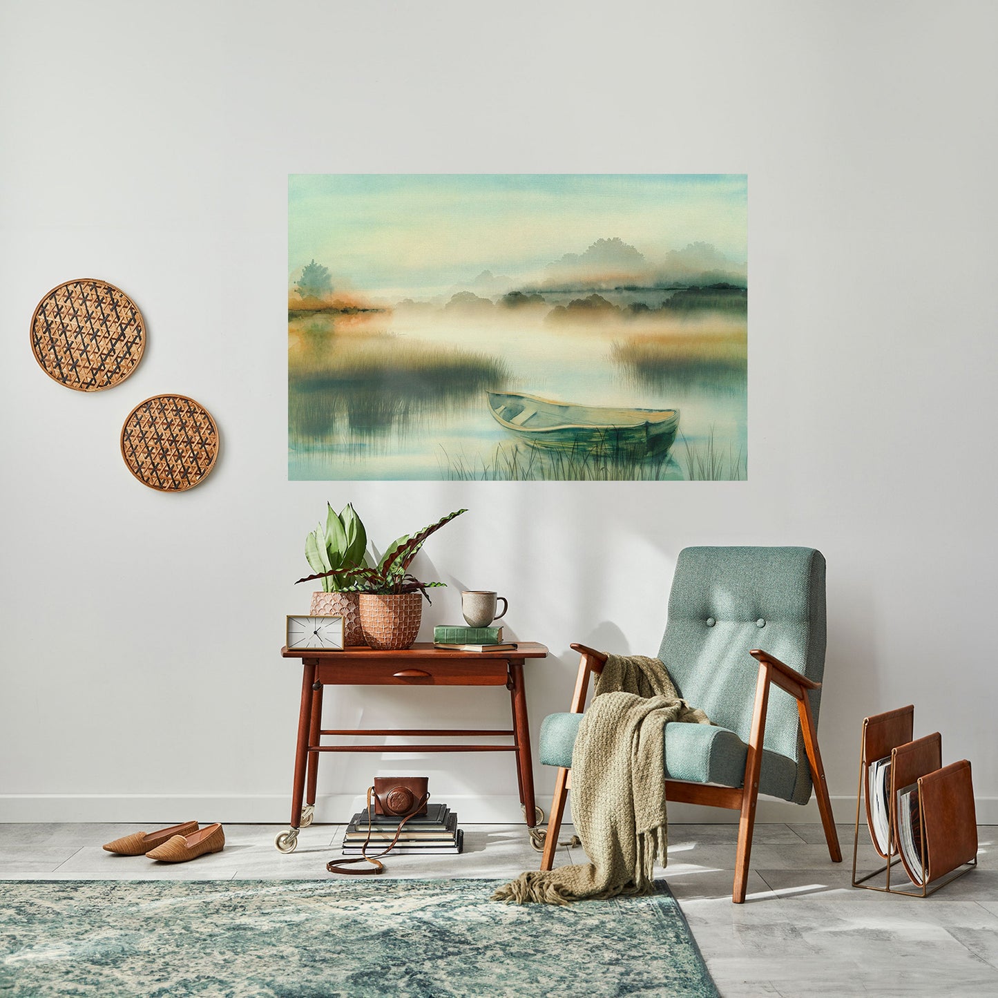 MATTINA SUL LAGO Poster orizzontale staccabile e attaccabile