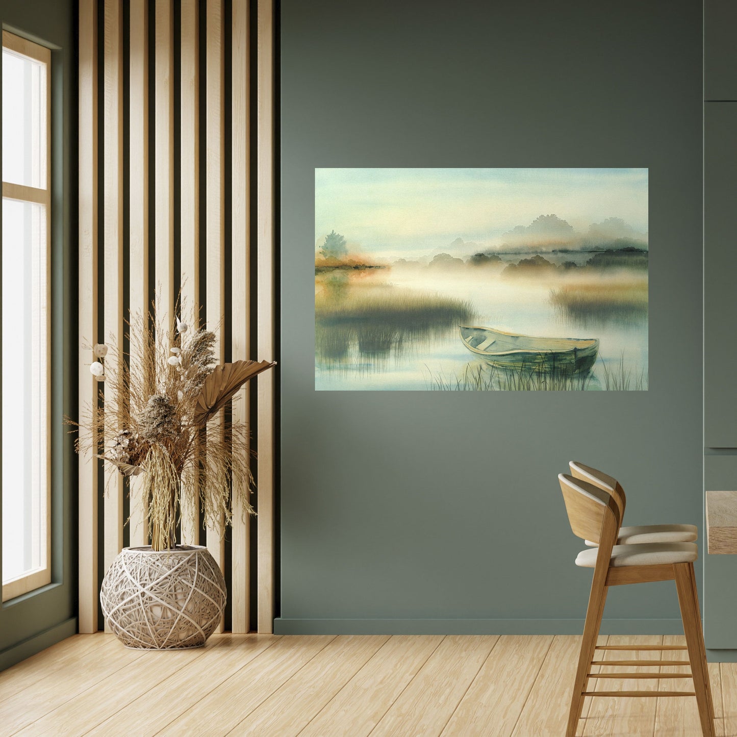 MATTINA SUL LAGO Poster orizzontale staccabile e attaccabile