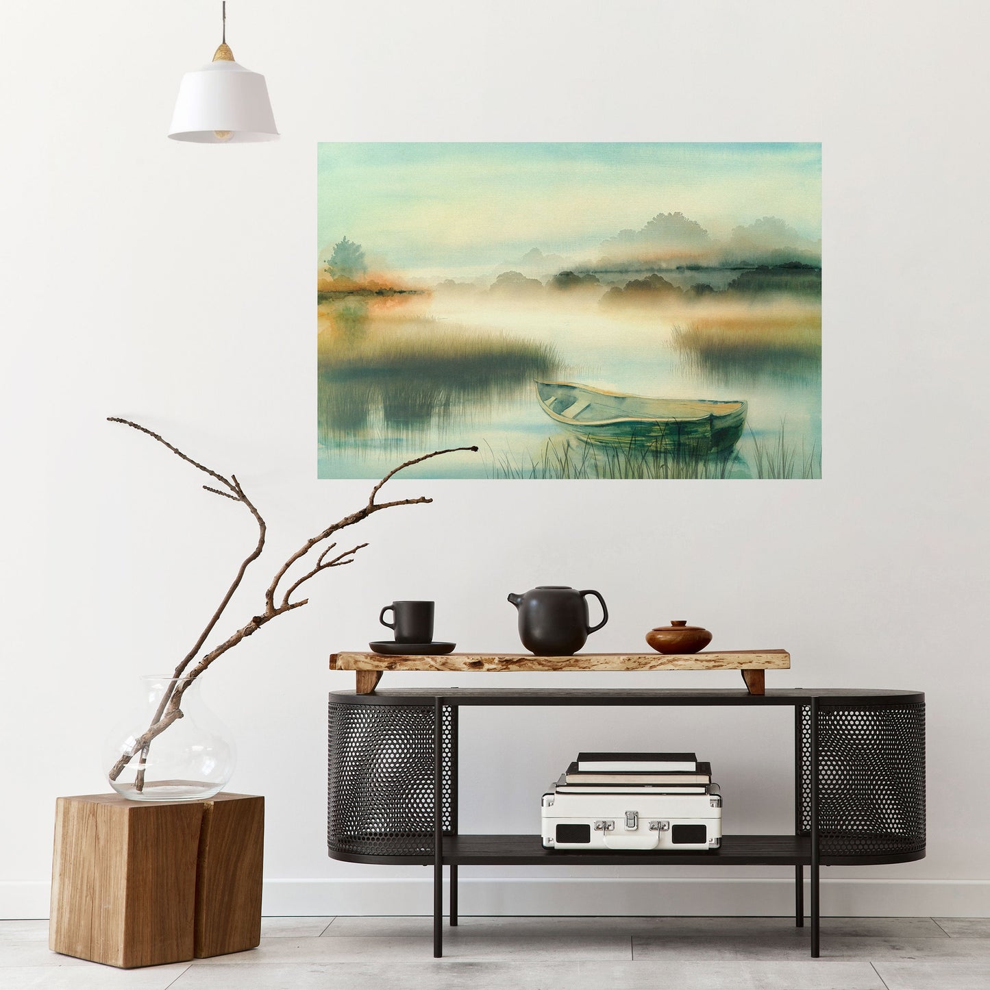 MATTINA SUL LAGO Poster orizzontale staccabile e attaccabile
