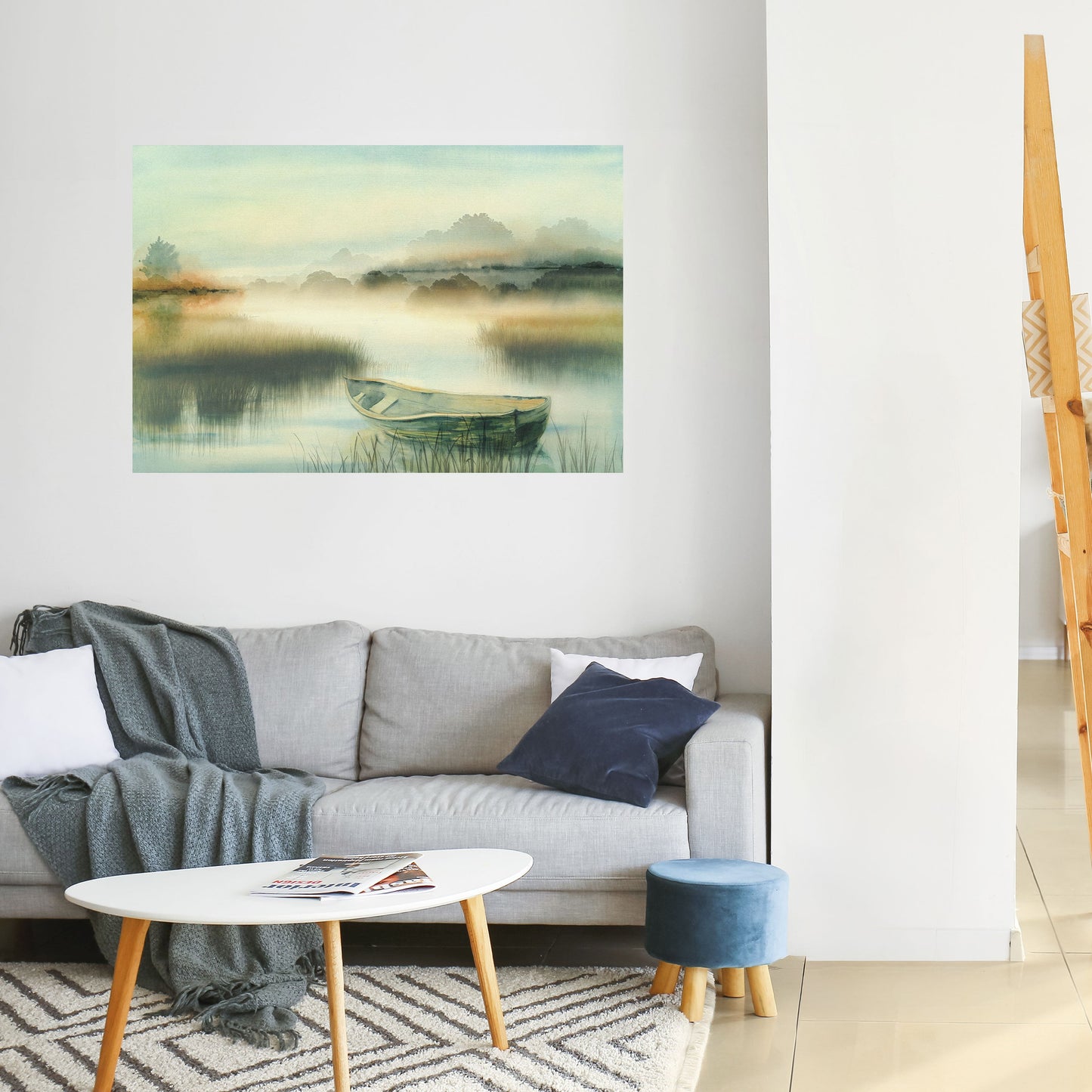 MATTINA SUL LAGO Poster orizzontale staccabile e attaccabile
