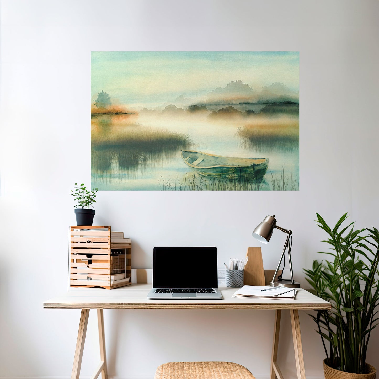 MATTINA SUL LAGO Poster orizzontale staccabile e attaccabile