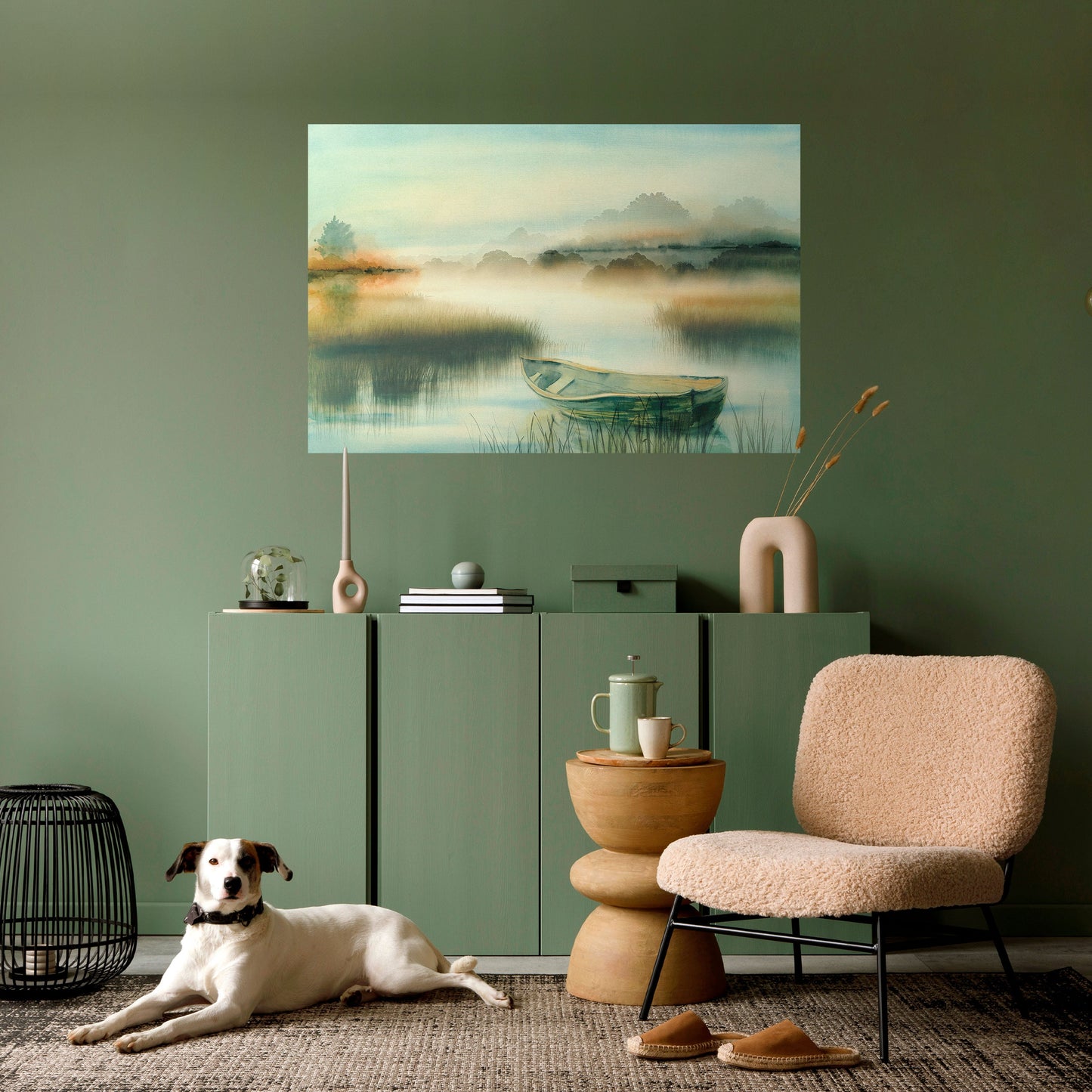 MATTINA SUL LAGO Poster orizzontale staccabile e attaccabile