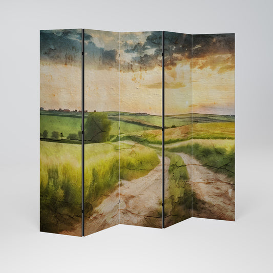 SUNSET PATH Decorative 5-Panel Room Divider