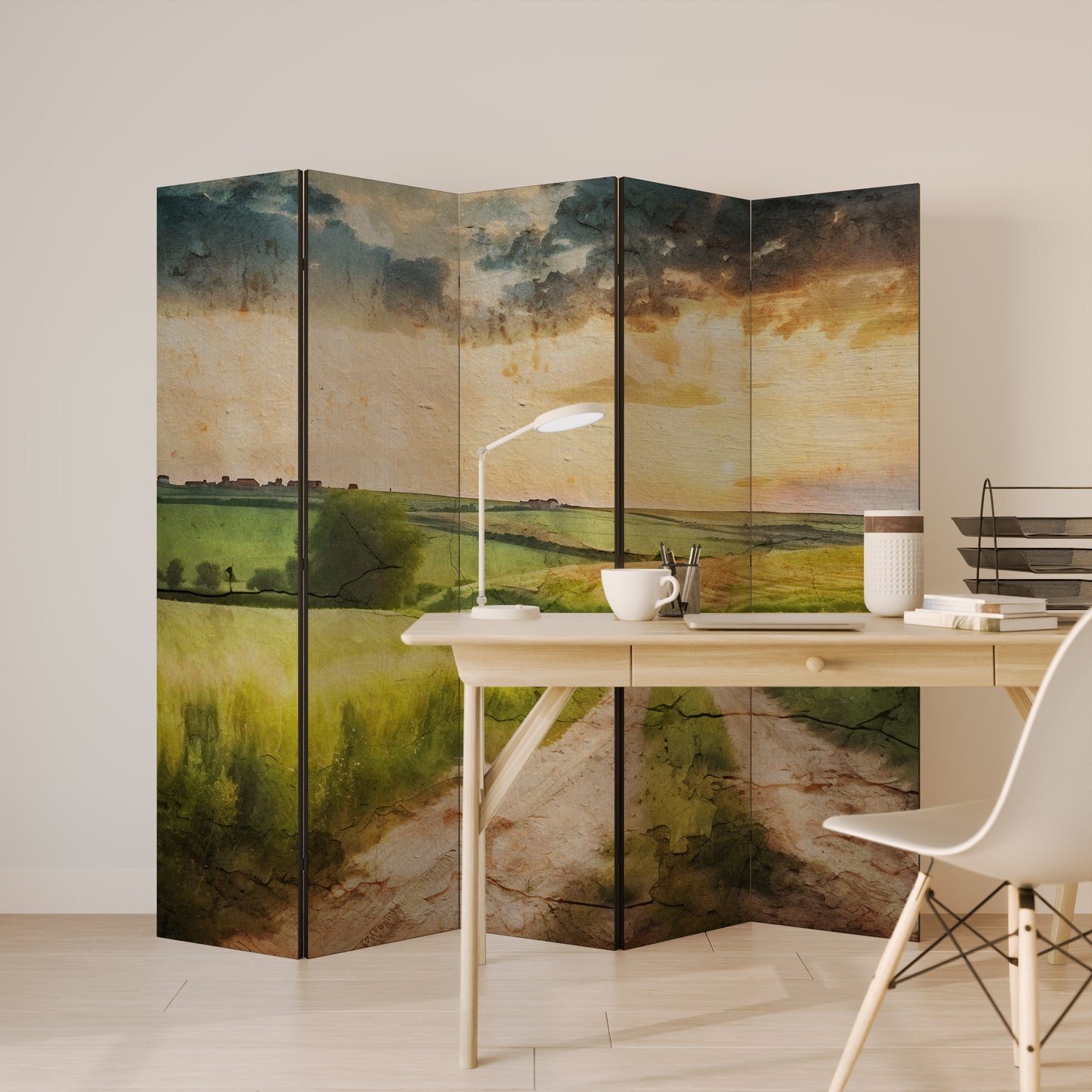 SUNSET PATH - Divisorio decorativo per ambienti a 5 pannelli