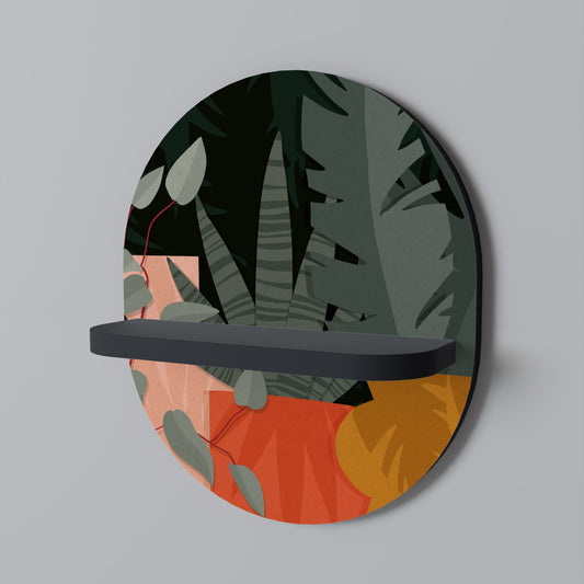 COMPOSIZIONE TROPICALE Mensola ovale in finitura nera